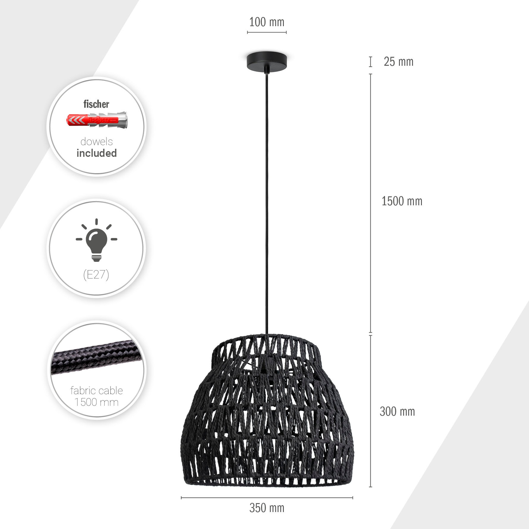 Paco Home Pendelleuchte »HUGO PD1« E27