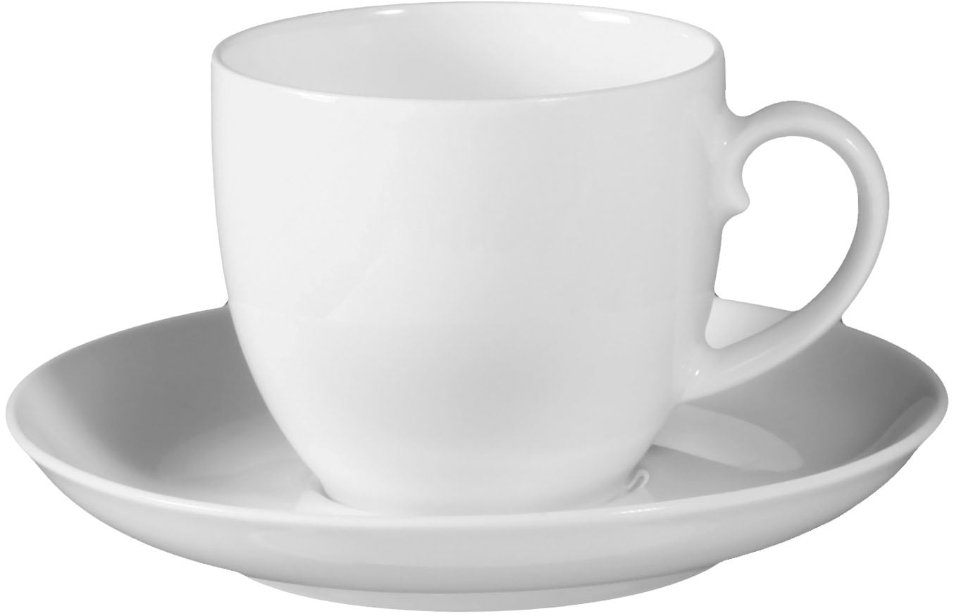 Seltmann Weiden Kombiservice »Geschirr-Set, 42 Teile, Rondo/Liane Weiß«, (Set, 42 tlg., je6x Frühstücks-,Speise-,Suppenteller,Dessertschale,Kaffeetasse,Becher), Geschirr, Service, Made in Germany, 42 Teile, für 6 Personen