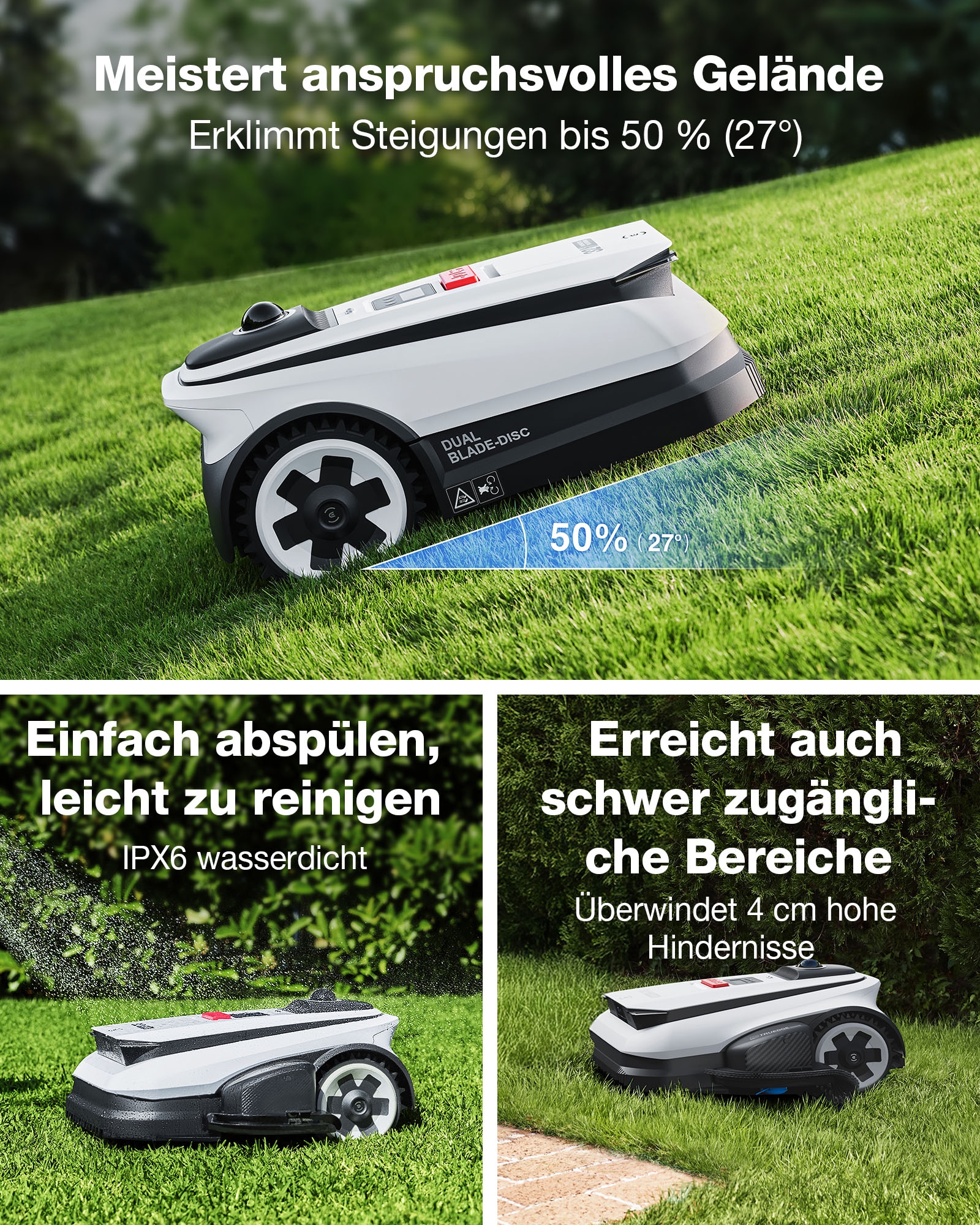 ECOVACS Rasenmähroboter »GOAT A1600 LiDAR PRO« Mäheffizienz von 400 m²/h, Trimmer (8500 rpm),   Dual-LiDAR Navigation, leistungsstarker 32-V Energieplattform