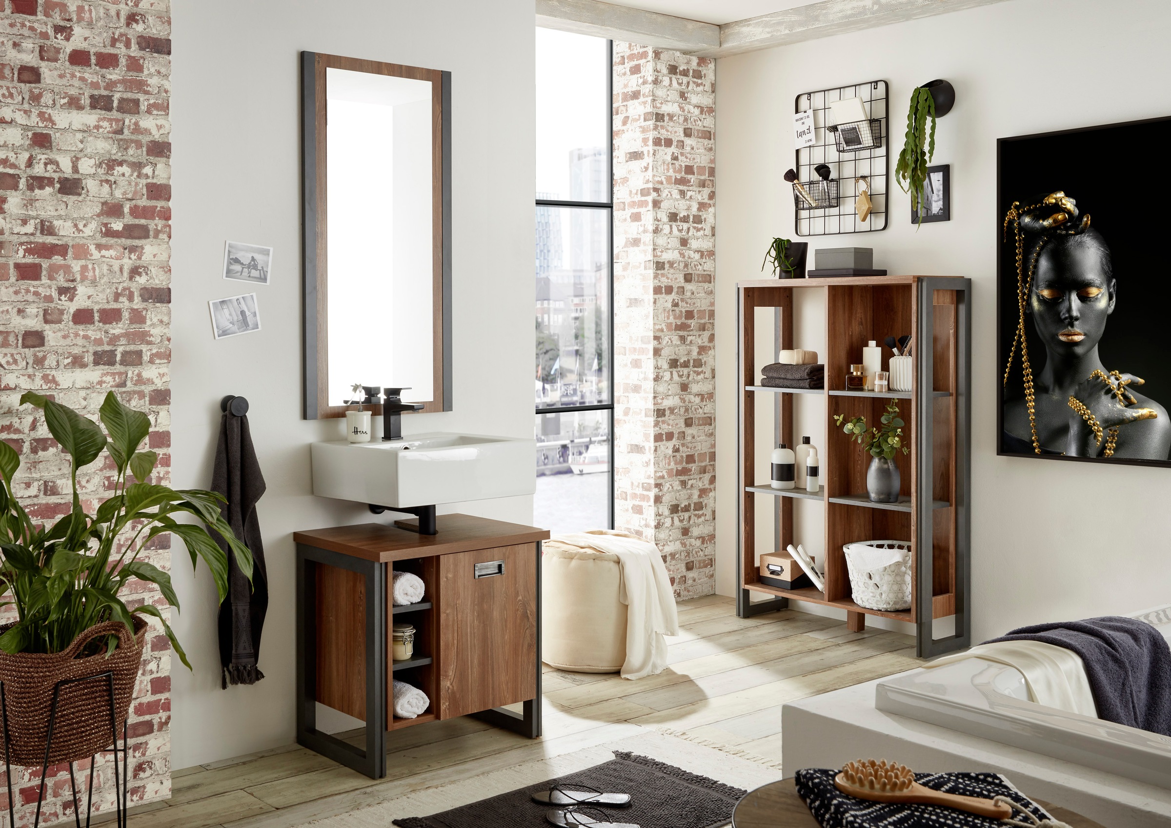 Home affaire Badmöbel-Set »Detroit, Bad im Industrialdesign, 3-teiliges Bad günstig online kaufen