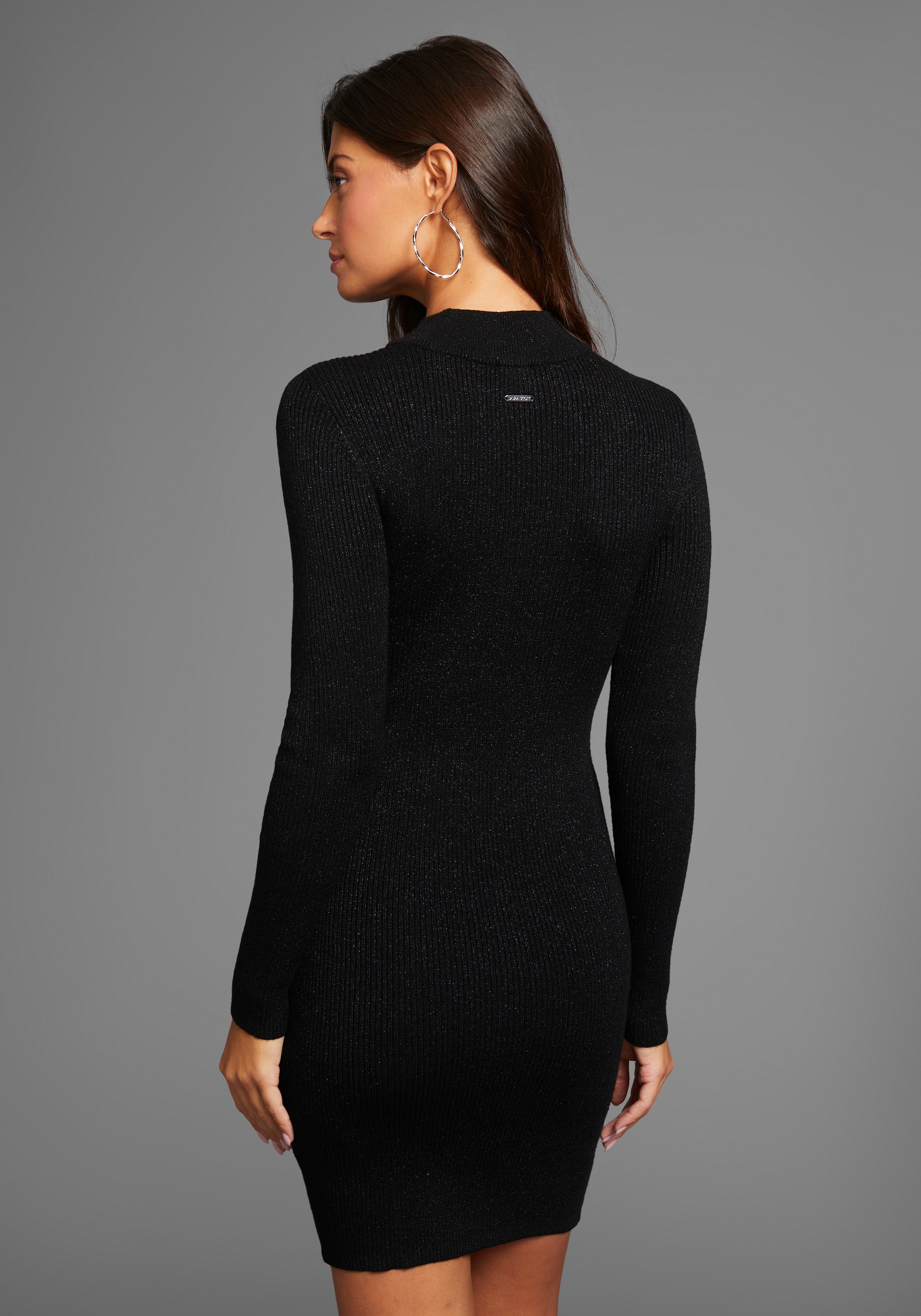 Laura Scott Strickkleid, aus weichem Glitzergarn mit Spitze