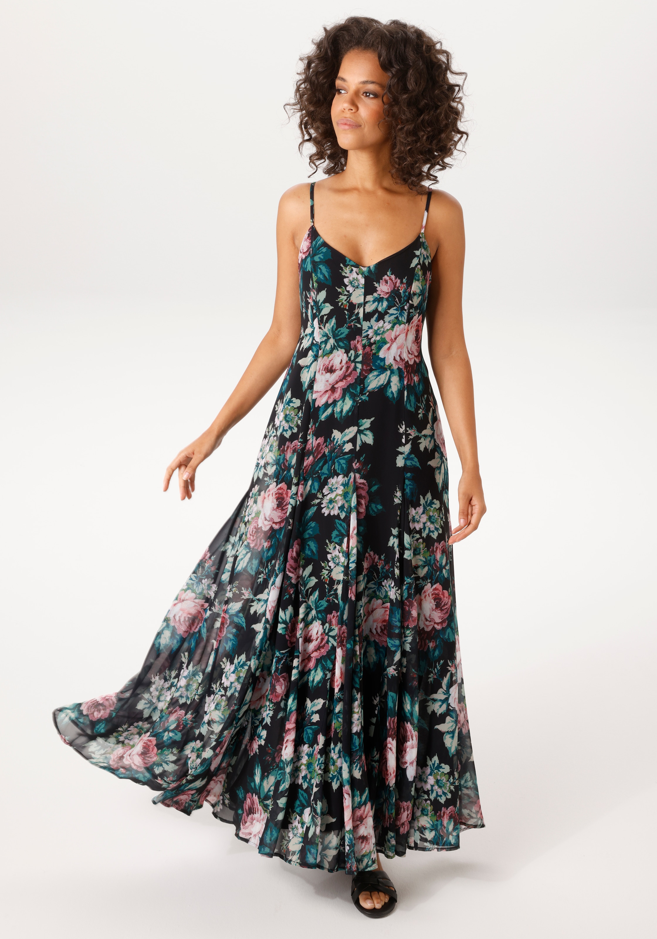 Aniston CASUAL Sommerkleid im farbenfrohen Blumendruck - jedes Teil ein Unikat - NEUE KOLLEKTION