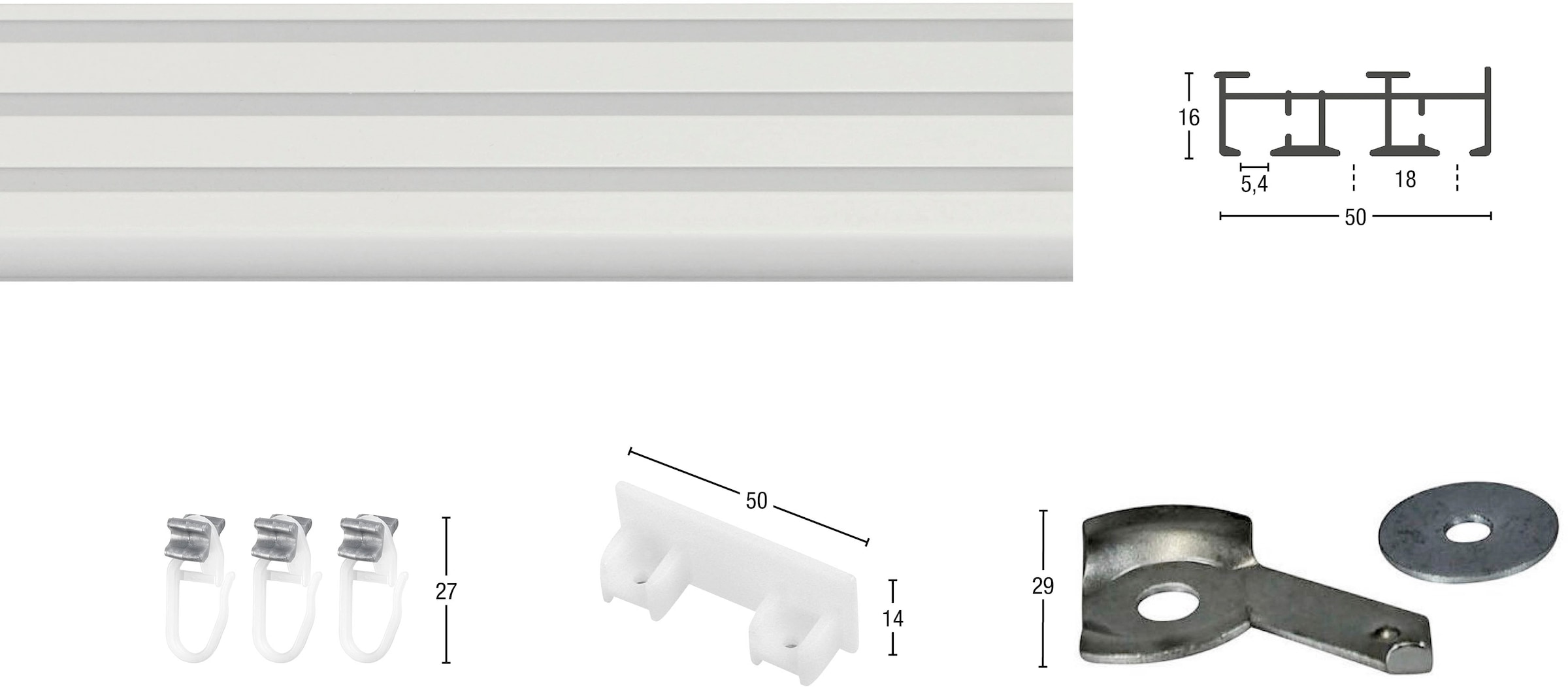 GARESA Gardinenschiene »Flächenvorhangschiene Compact«, 3 läufig-läufig, Wunschmaßlänge, Aluminiumschiene für Vorhänge mit Gleiter, verlängerbar, Decke