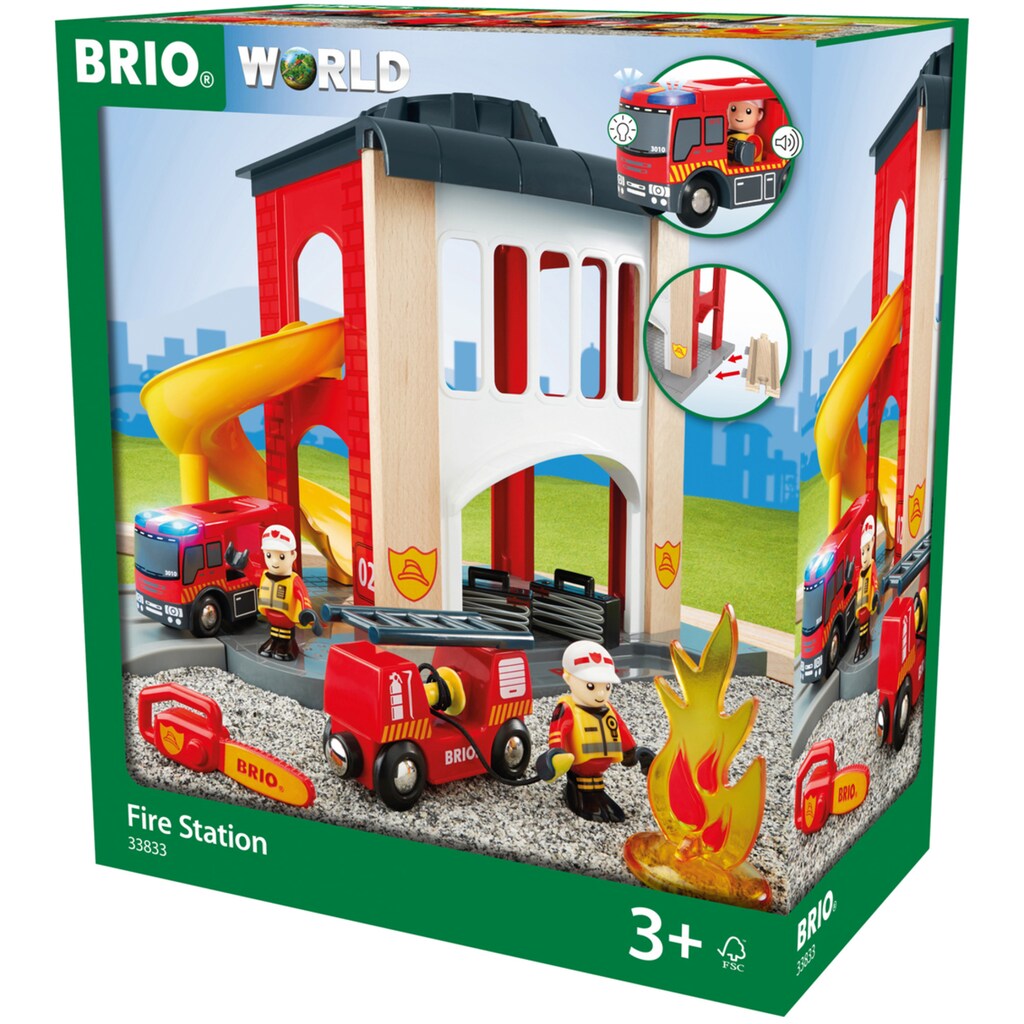 BRIO® Spiel-Feuerwehrwache »BRIO® WORLD, Große Feuerwehrstation mit Einsatzfahrzeug«