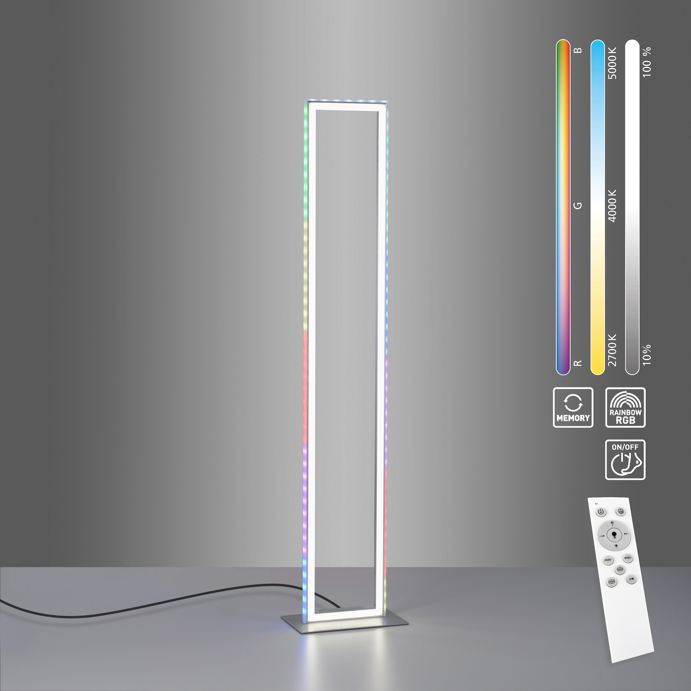 my home LED Stehlampe »Luan«, Rechnung Rainbow-RGB, 2700-5000K, flammig-flammig, Infrarot-Fernbed. Downlight: 2 inkl. bestellen auf Sidelight