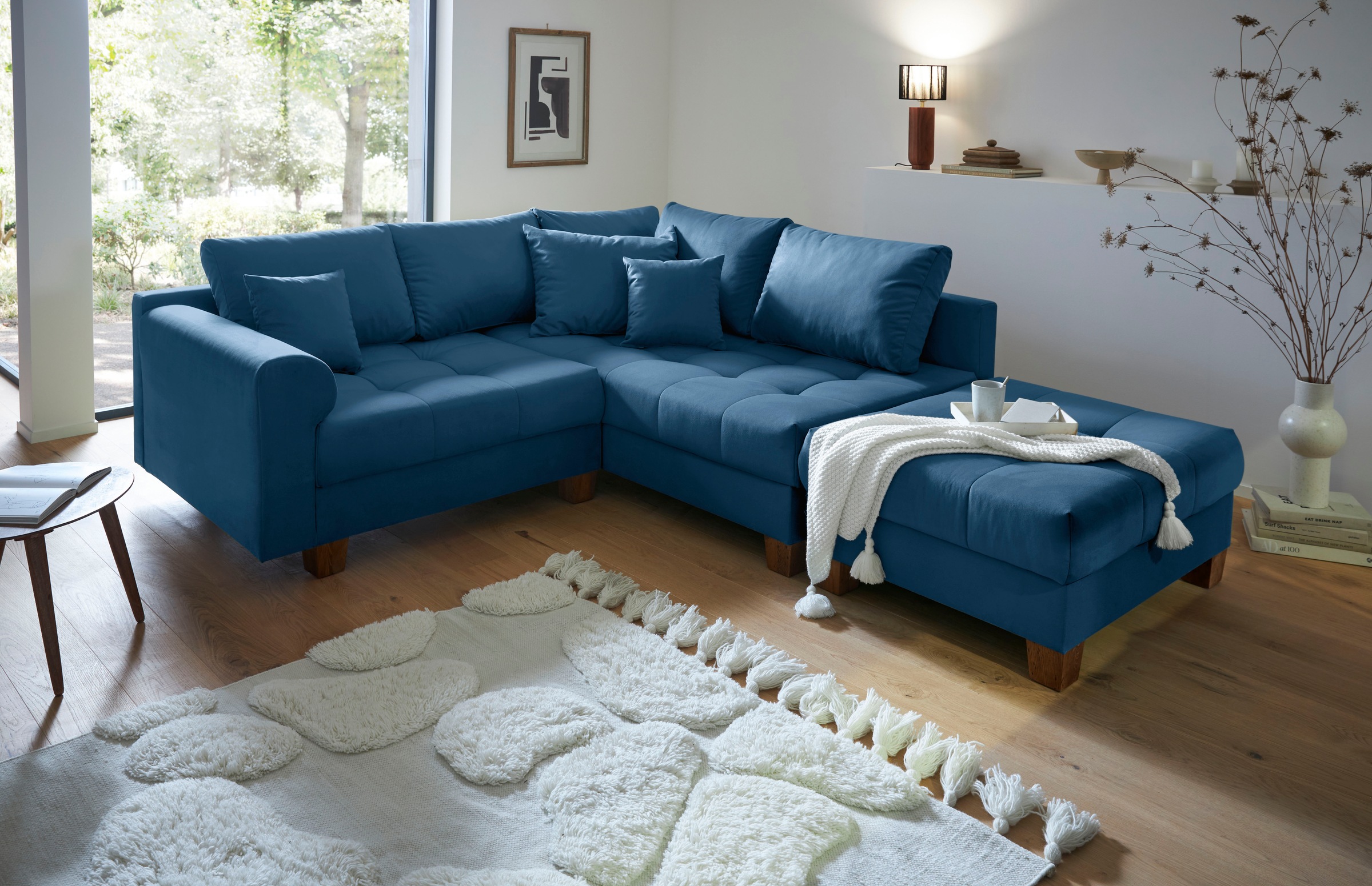 Home affaire Ecksofa »Rice L-Form inkl. Hocker«, (Set, mit Hocker), mit Bon günstig online kaufen