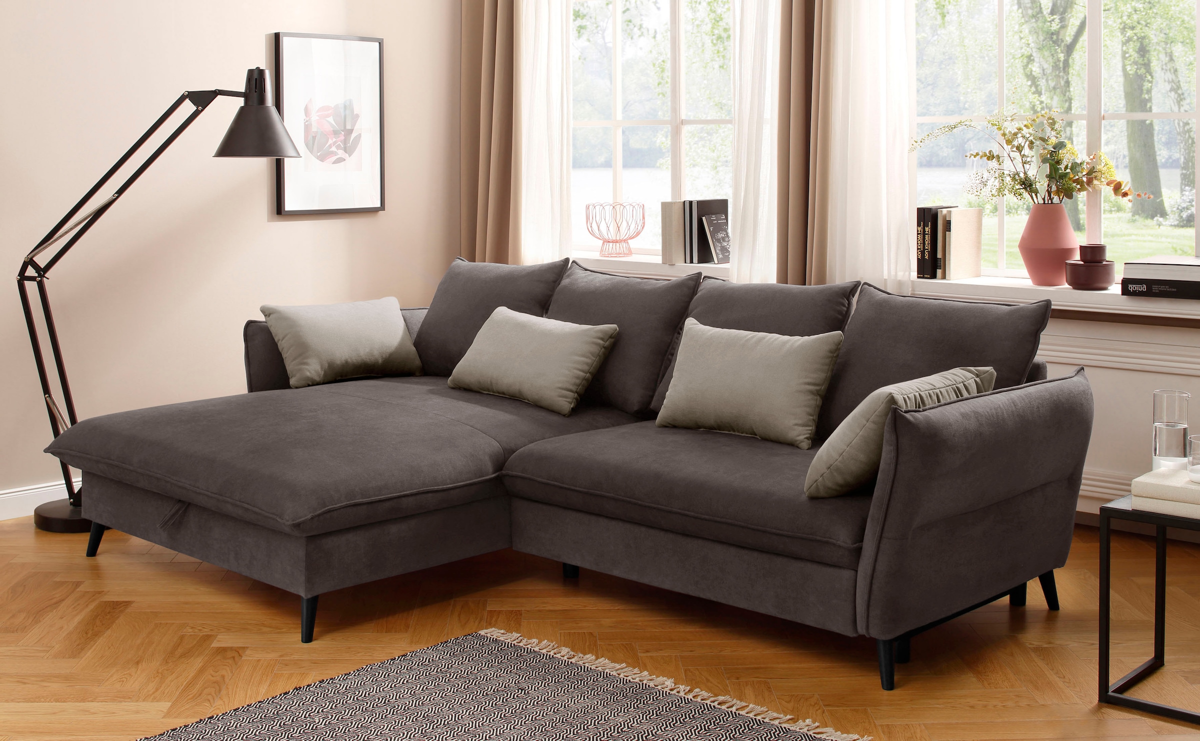 Home affaire Ecksofa »Tirano, moderne Optik, komfortabel, Breite 274cm,L-Fo günstig online kaufen
