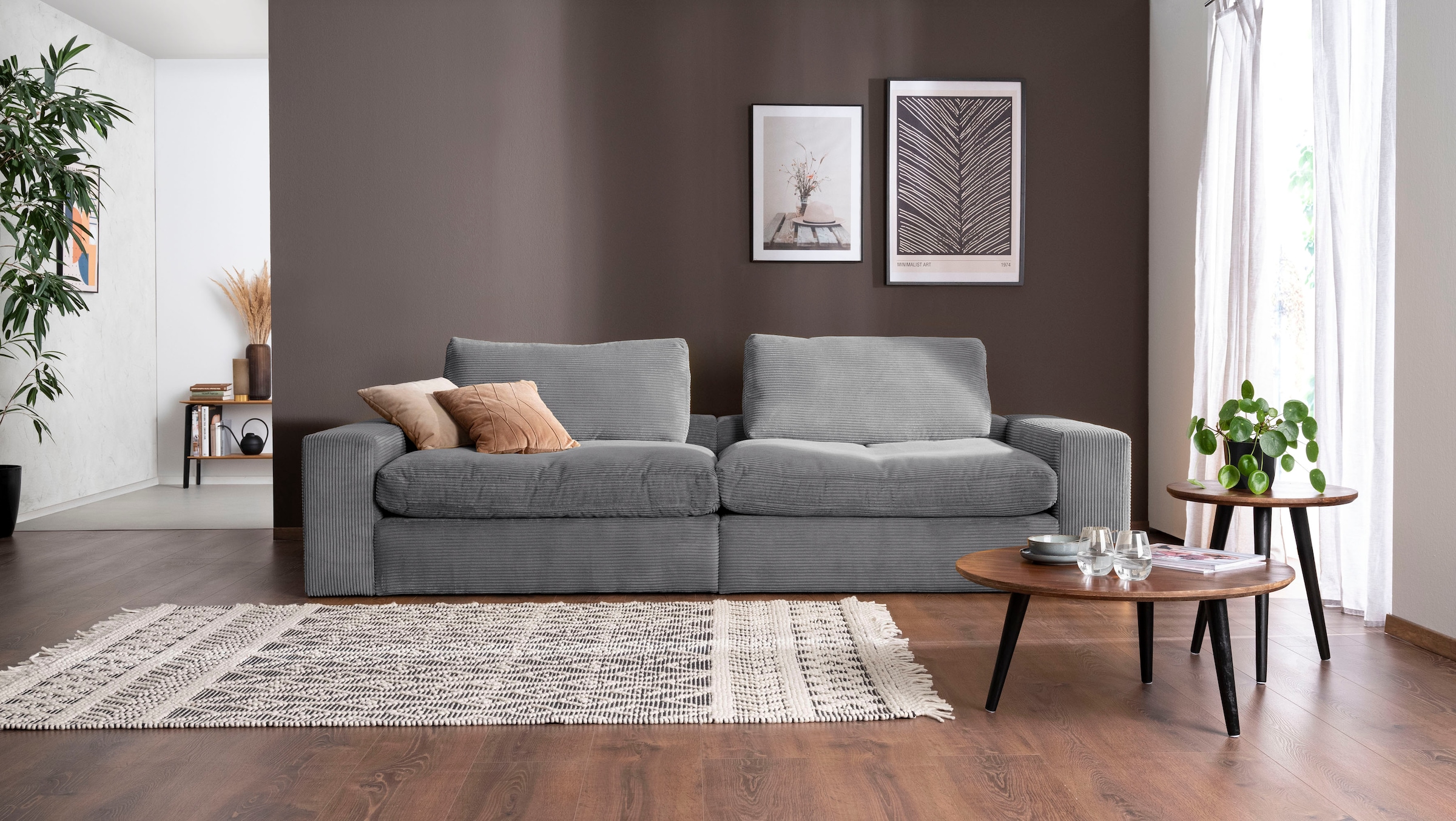 alina Big-Sofa »Sandy«, mit losen Sitz und Rückenkissen, in modernem Cordstoff