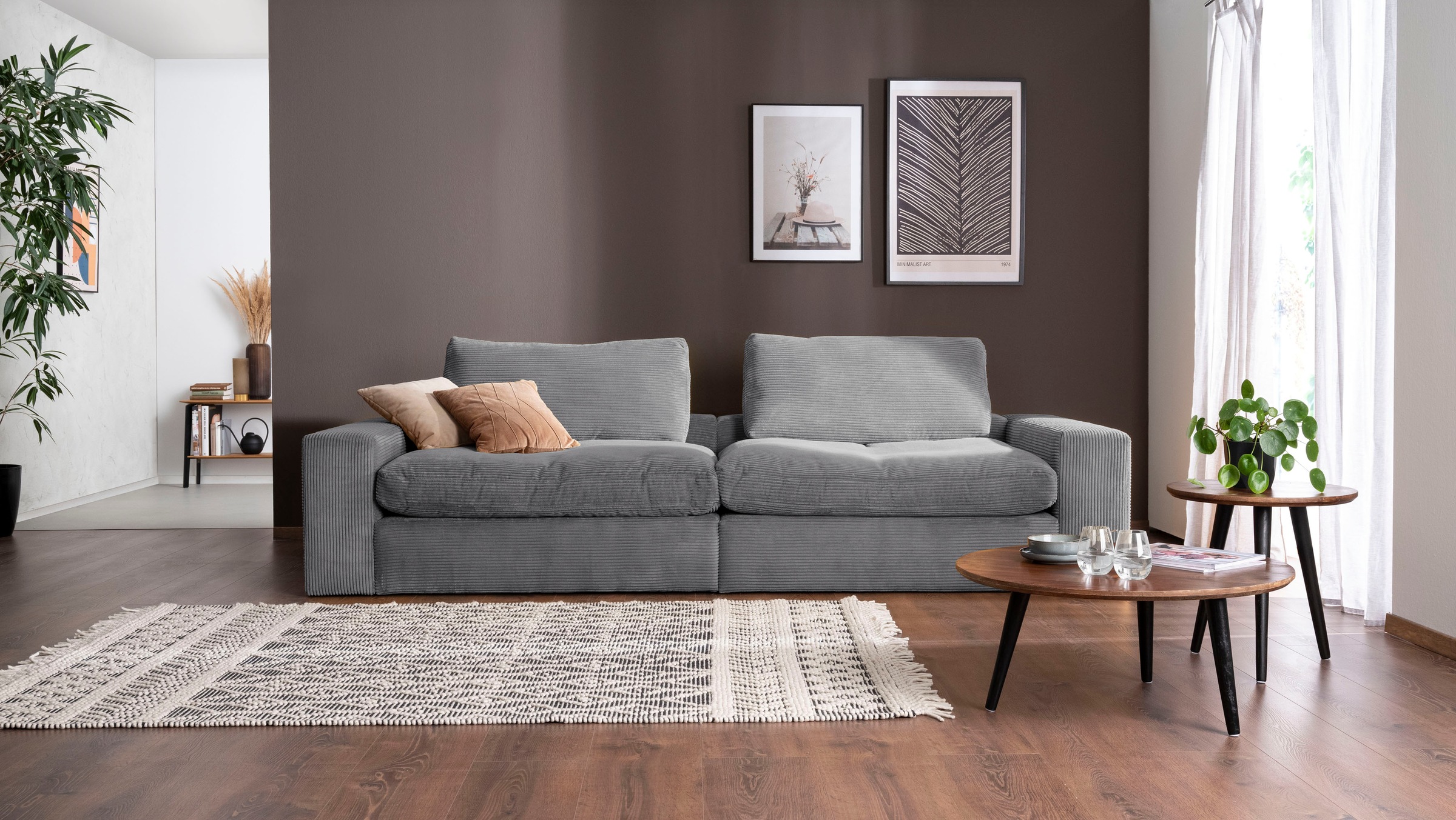 alina Big-Sofa "Sandy", 256 cm breit und 123 cm tief, in modernem Cordstoff günstig online kaufen