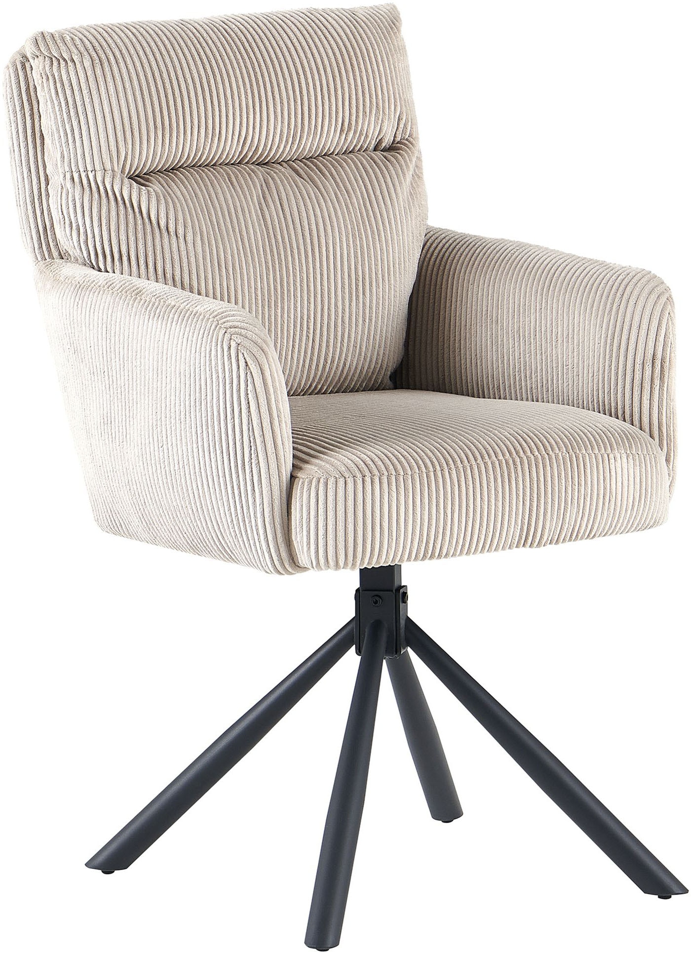 OTTO home Esszimmerstuhl »Justin« (Set) 2 Stk.gemütlicher Sessel mit Taschenfederkern, 360 Grad drehbar, Grob - Cord