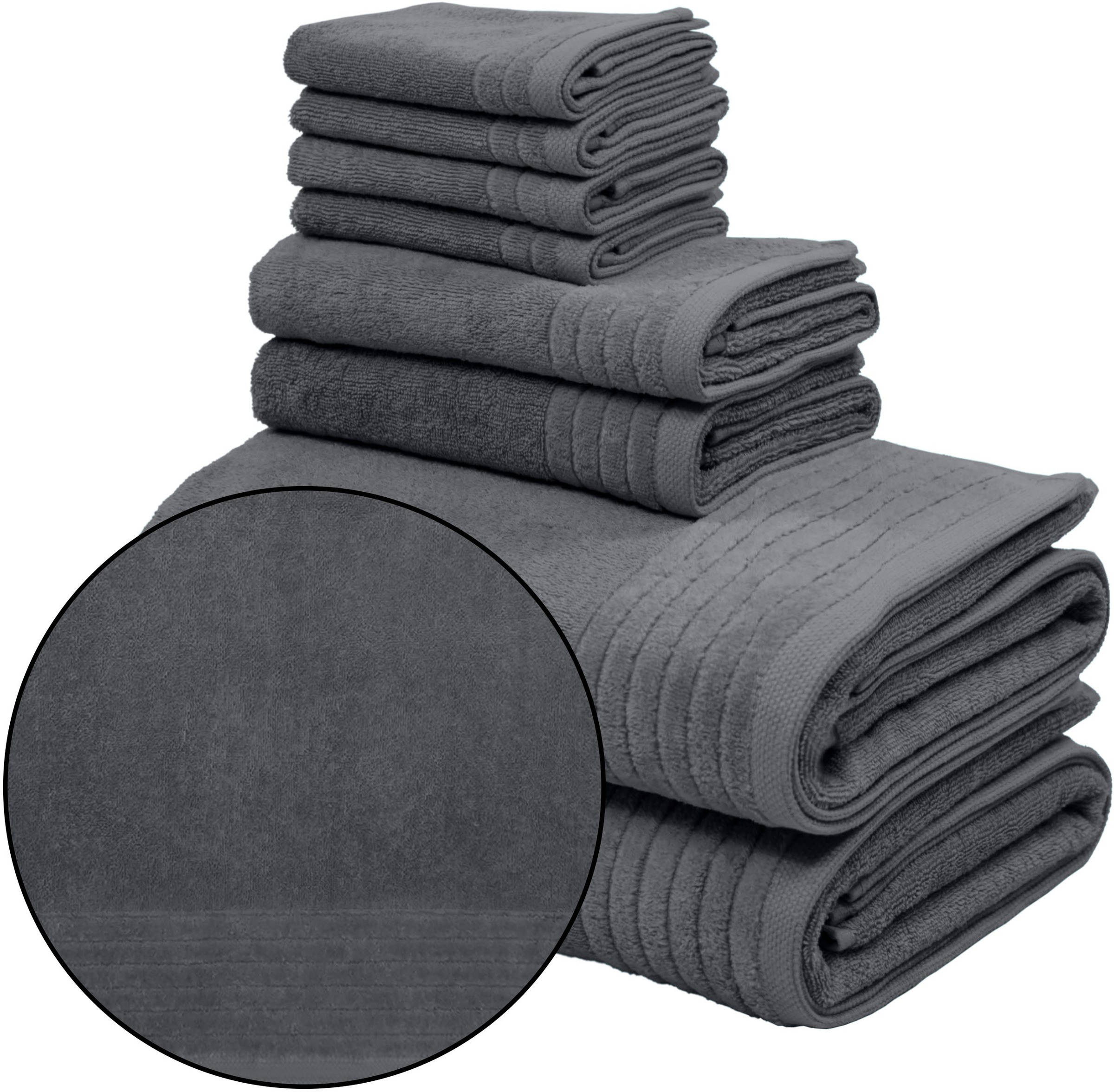 Otto Home Handtuch Set "Sanremo Premium, Premium Handtücher, 600 gr/m², dicke Qualität", grau (anthrazit), 8 Stk., Frottier