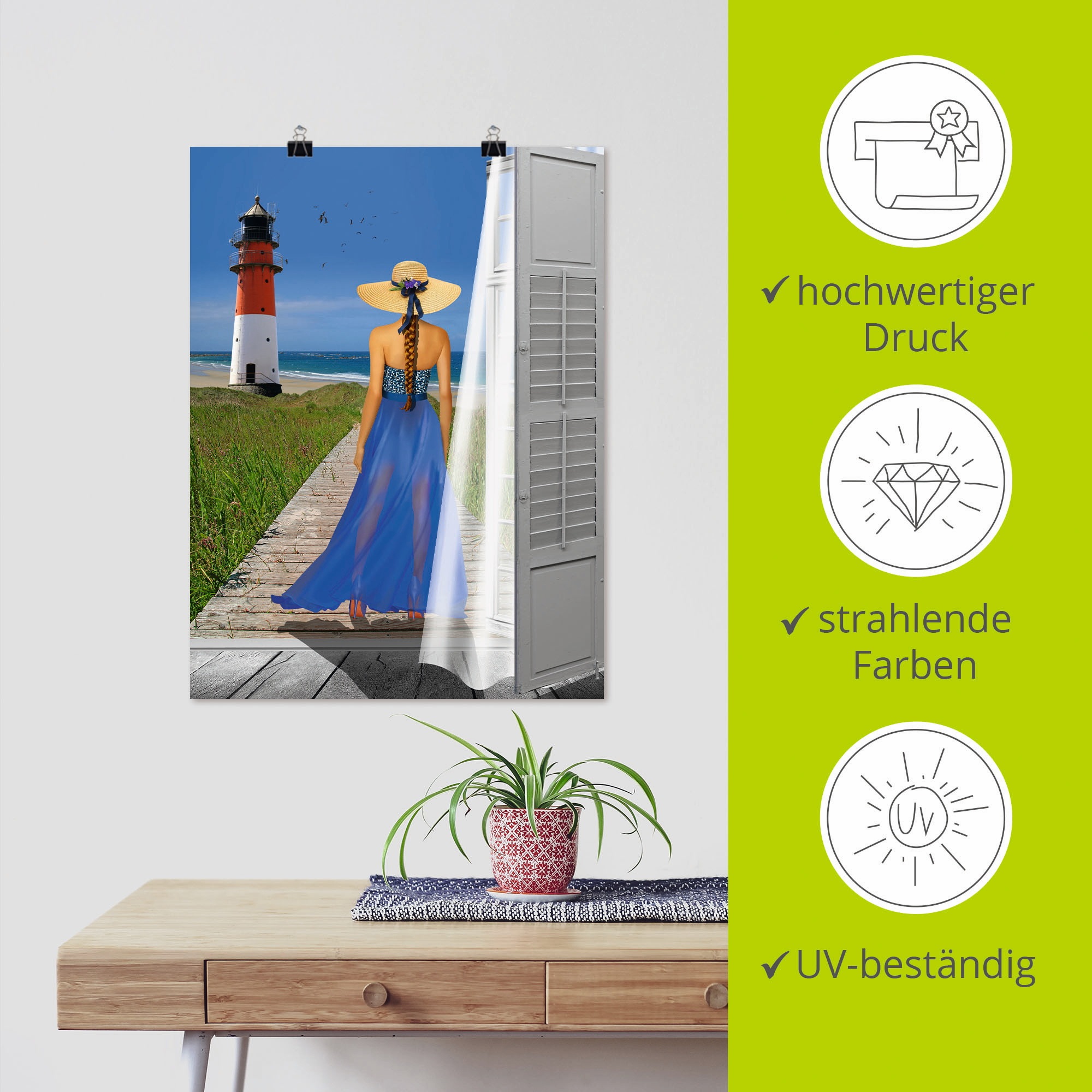 Artland Poster »Urlaub am Meer« Frau 1 Stk. tlg. ohne Rahmen