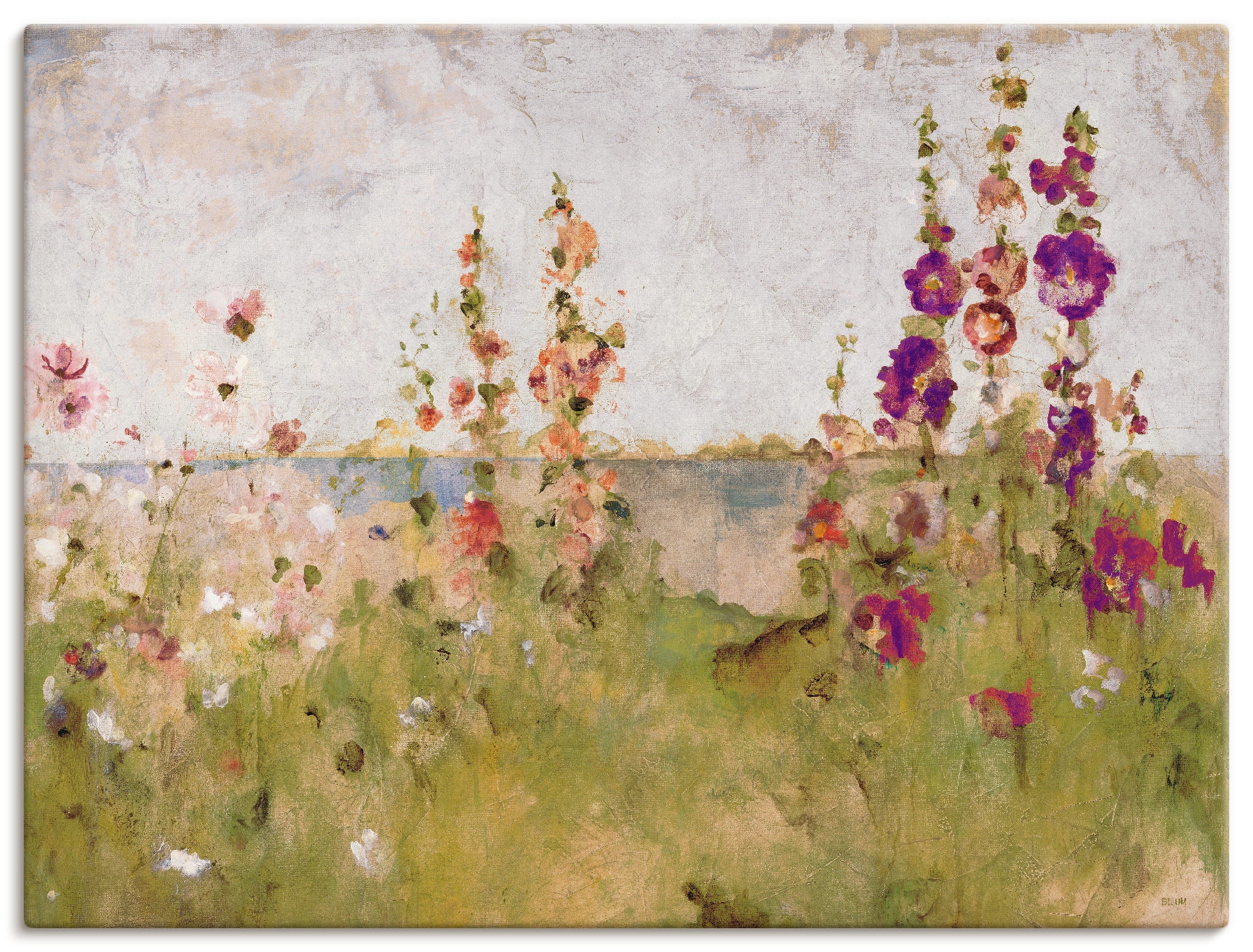 Artland Wandbild »Stockrosen am Meer« 1 Stk. tlg. als Leinwandbild, Poster, günstig online kaufen