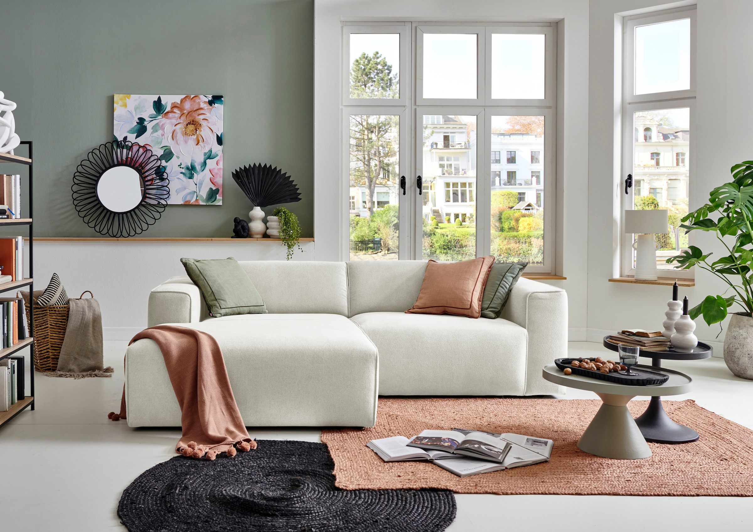 andas Ecksofa »Noord«, mit Kedernaht, Breite 234 cm, Cord, Struktur, Webstoff