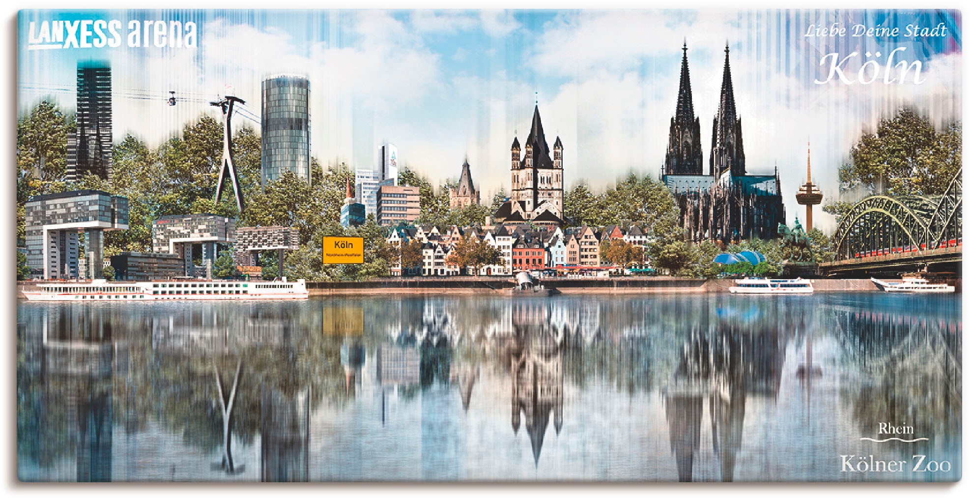 Artland Leinwandbild »Köln Skyline Abstrakte Collage 20«, Deutschland, (1 St.), auf Keilrahmen gespannt