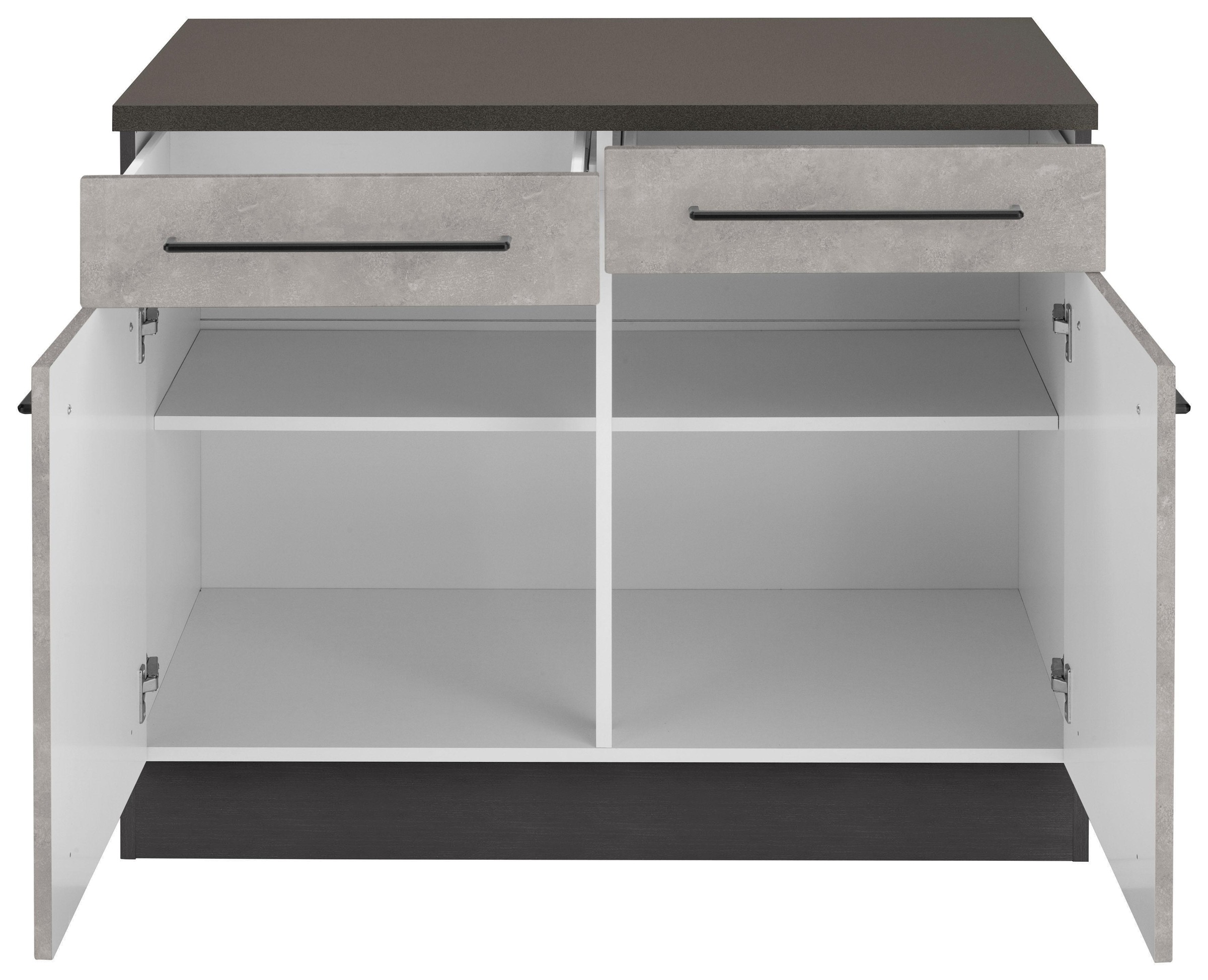 KOCHSTATION Unterschrank "KS-Tulsa" 100 cm breit, 2 Schubkästen, 2 Türen, s günstig online kaufen