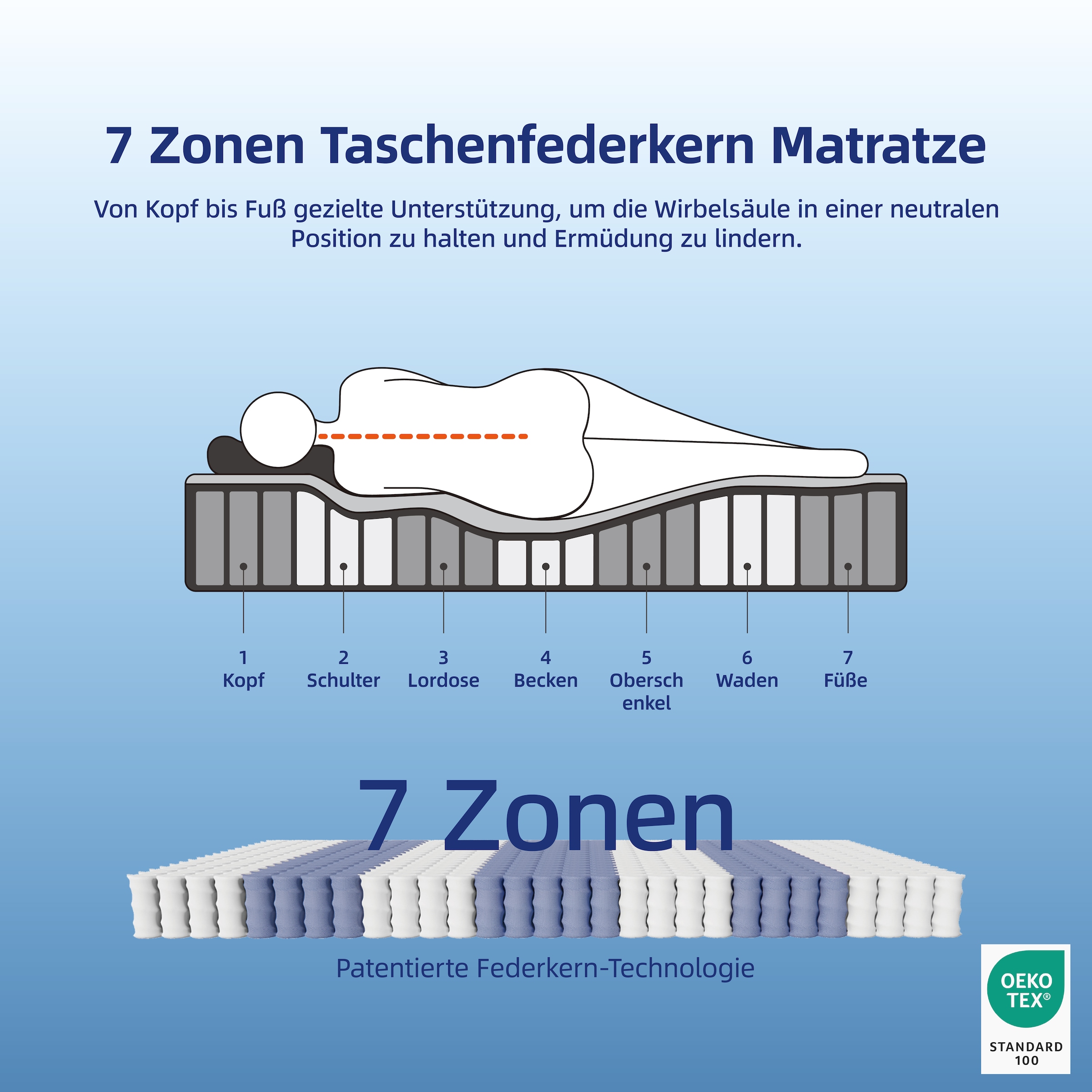 OTTO home Boxspringbett »VIVIANNE, Polsterbett mit 7-Zonen-Taschenfederkernmatratze H3« inkl. 7 cm Komfortschaum-Topper, Chenille-Bezug, 140- oder 180x200 cm