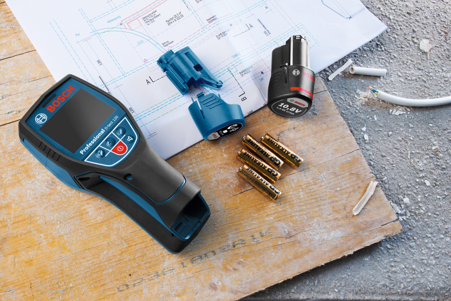 Bosch Professional Leitungsortungsgerät »»Wallscanner D-tect 120««, Inkl. 1x Akku 2,0Ah und Schnellladegerät GAL 12V-40, in L-BOXX