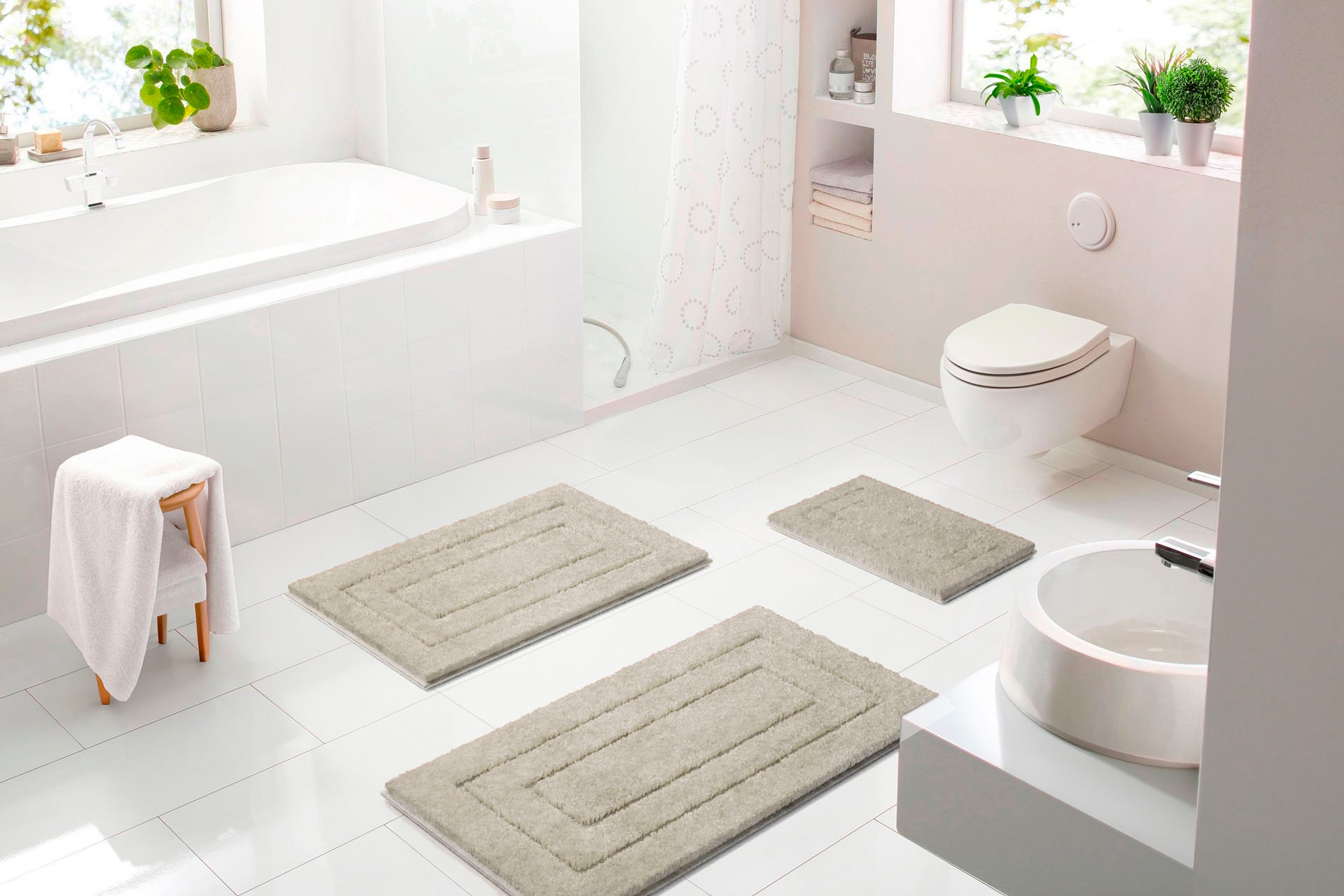 my home Badematte »Eliane«, rutschhemmend beschichtet, strapazierfähig, Bad günstig online kaufen