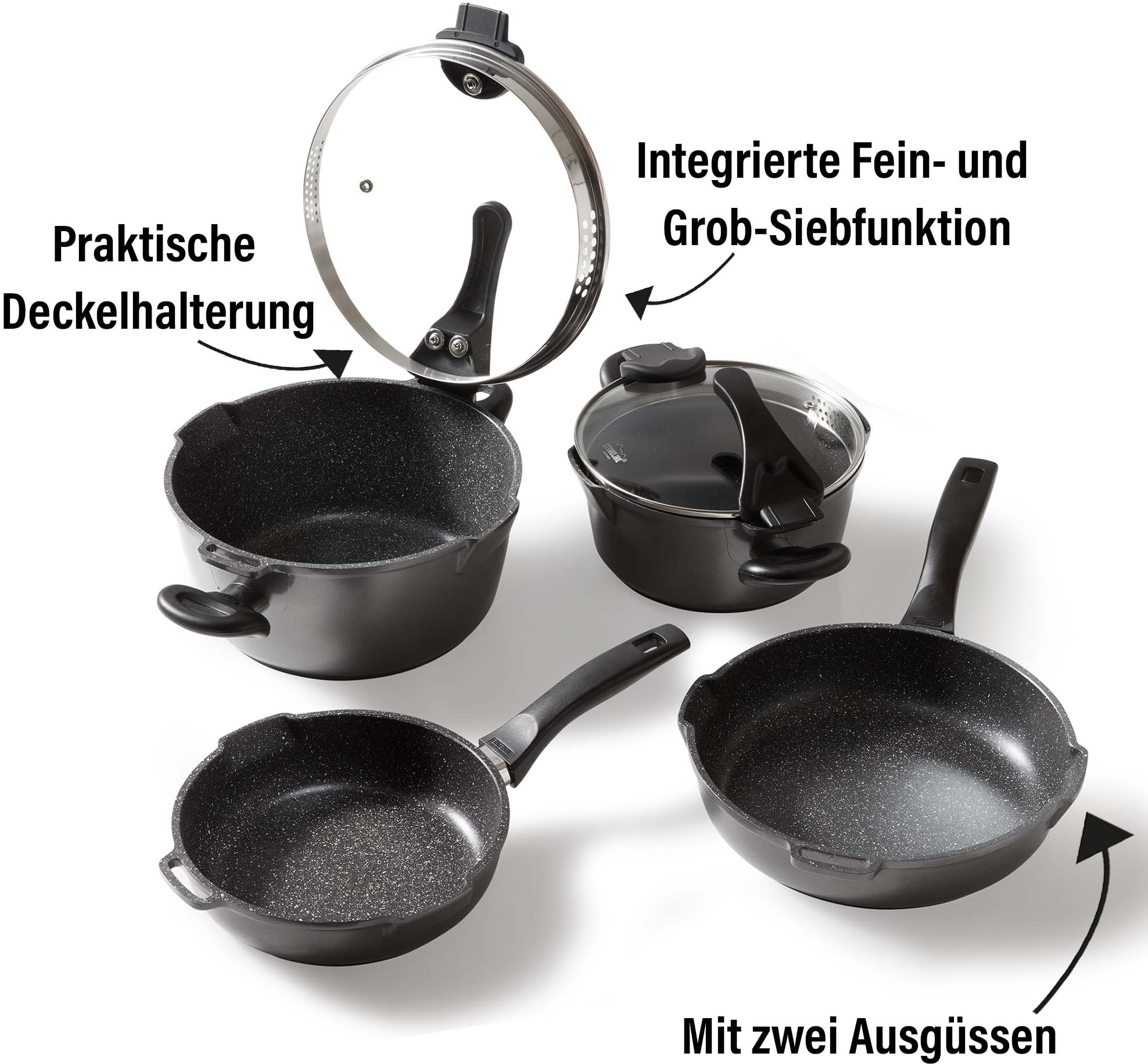 STONELINE Topf-Set »Future«, Aluminiumguss, (Set, 8 tlg., Kochtopf 20/24, S günstig online kaufen