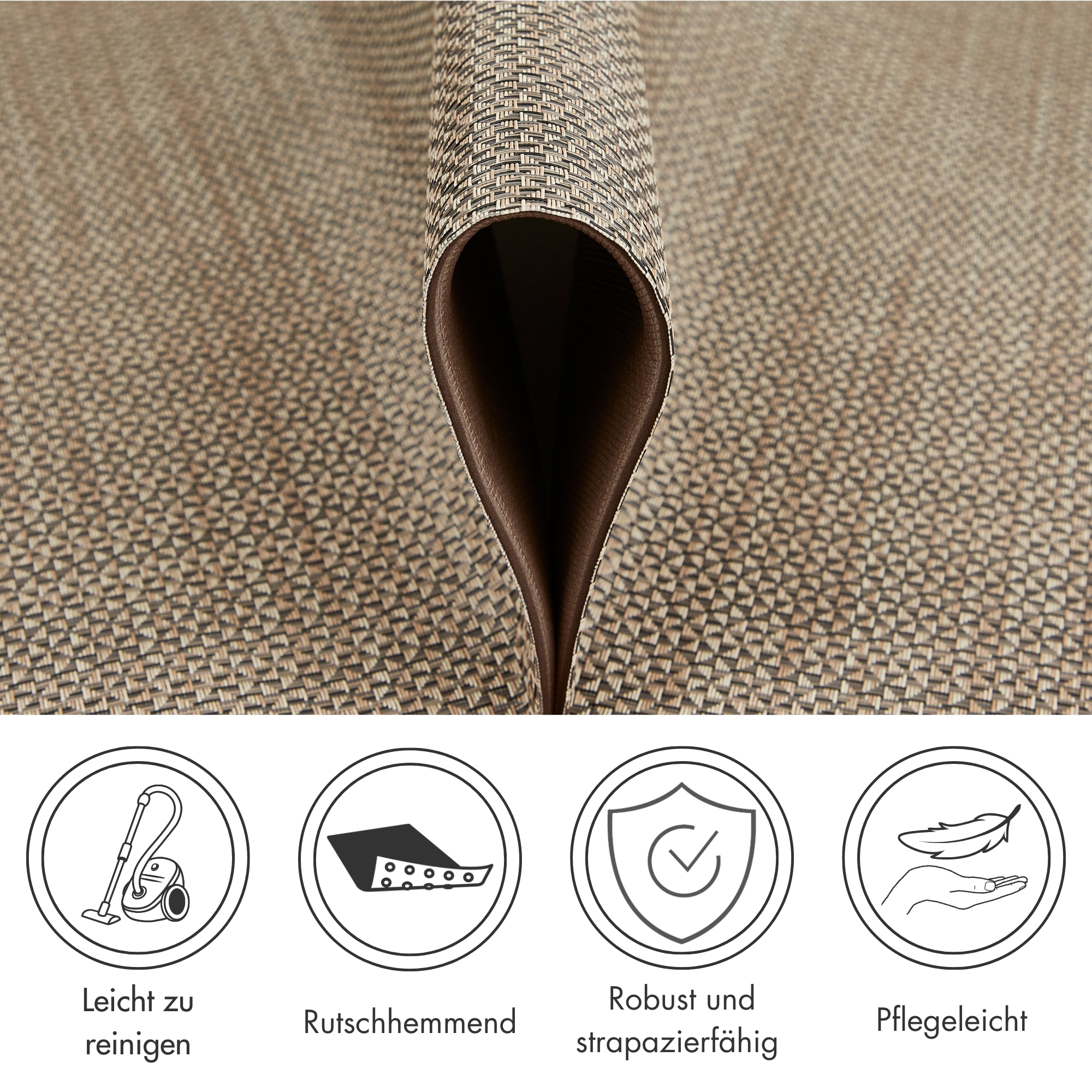 Andiamo Küchenläufer »Soft«, rechteckig, 5 mm Höhe, Vinyl-Küchenläufer, meliert, Flechtoptik, rutschhemmend