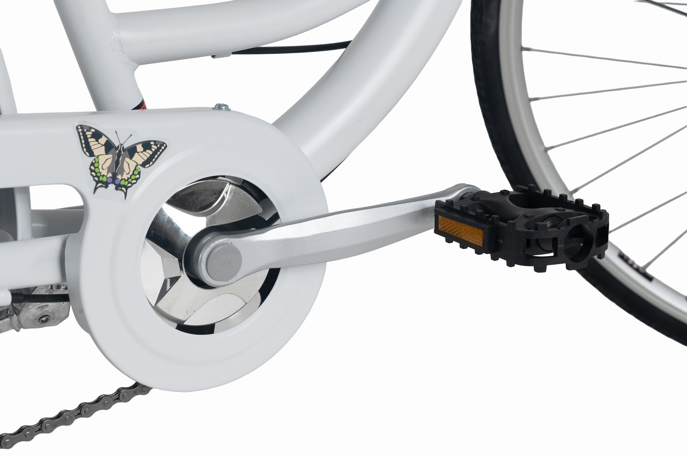 Dacapo Cityrad »DaCapo Citybike 28'' Papilio weiß-Lila mit Korb RH 48 cm« 6 Gang Shimano Tourney Schaltwerk Kettenschaltung