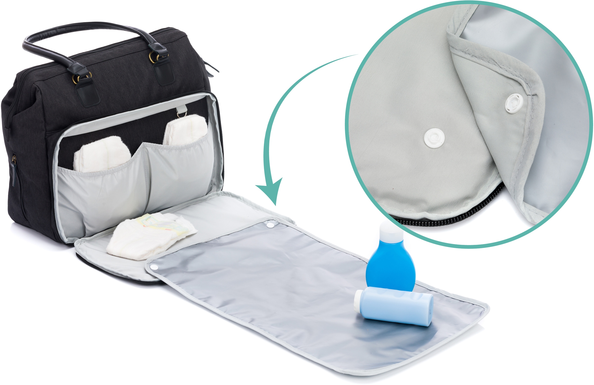 Fillikid Wickeltasche »Oxford, schwarz«, mit Wickelunterlage