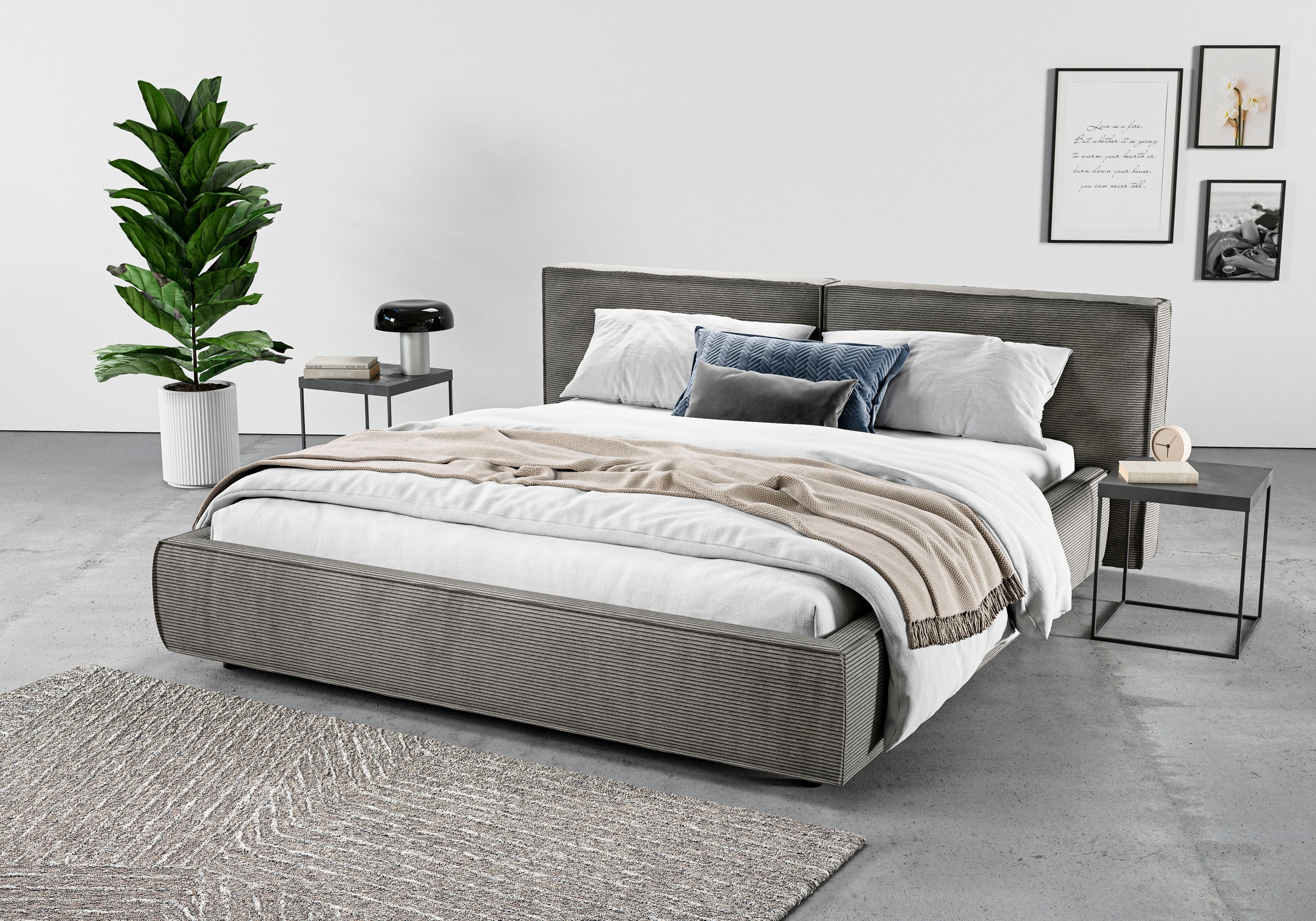 Home affaire Polsterbett »Adrina mit Biesenoptik, Feincord und Luxus-Microf günstig online kaufen