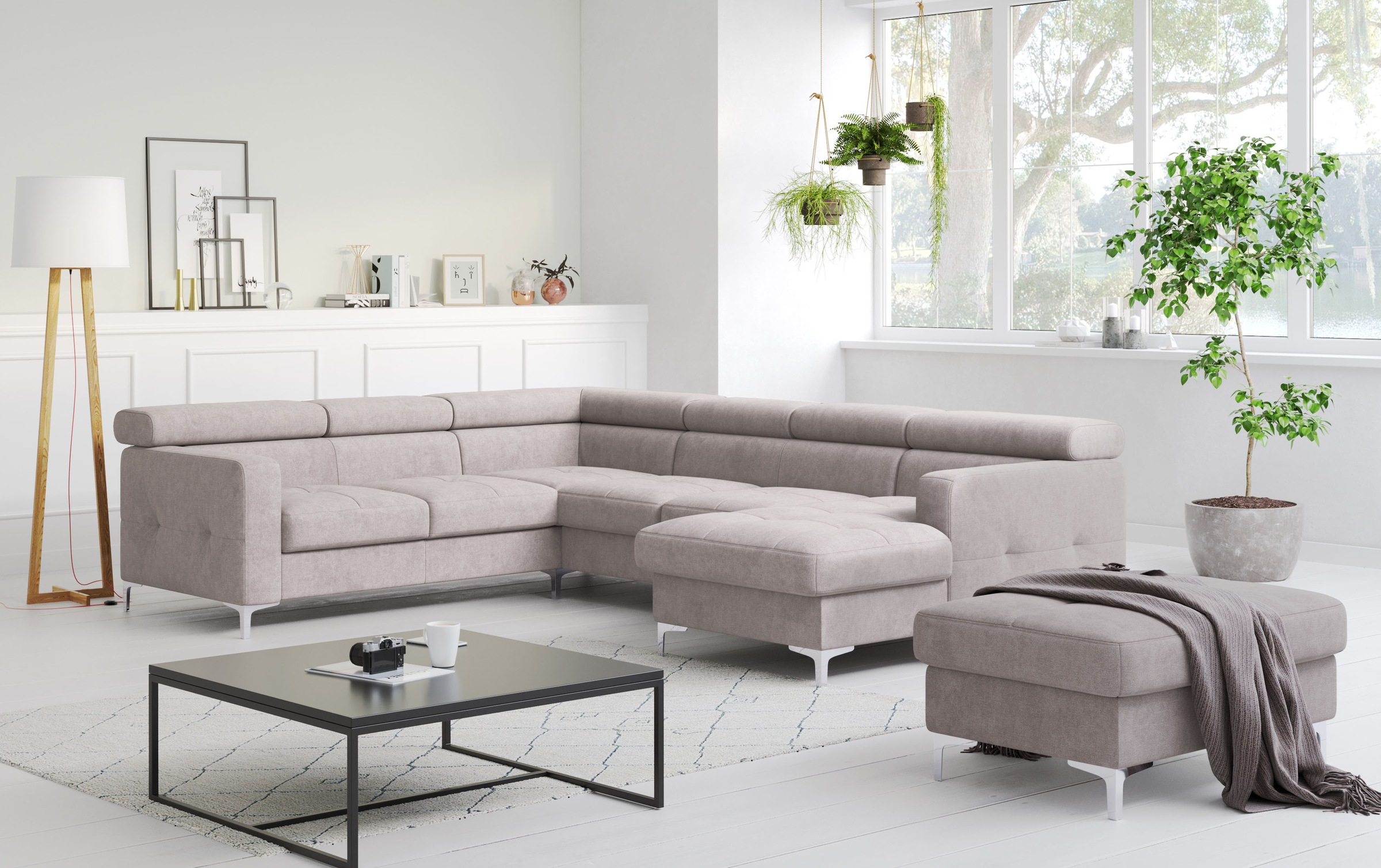 COTTA Wohnlandschaft »Sammy U-Form«, mit Kopfteilverstellung, wahlweise mit Bettfunktion & Bettkasten