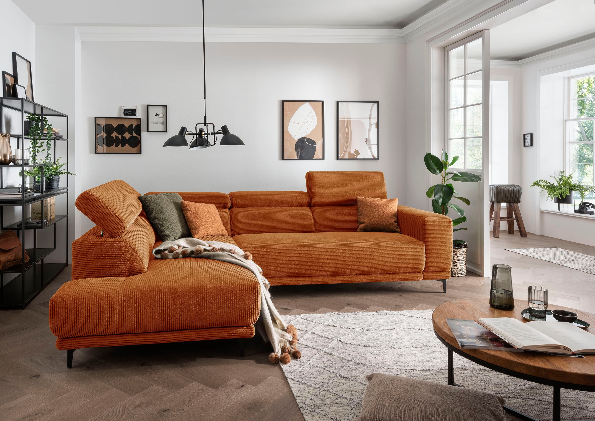 alina Ecksofa »Hikari« wahlweise mit Sitzvorzug, in modernem Cordstoff, Bre günstig online kaufen