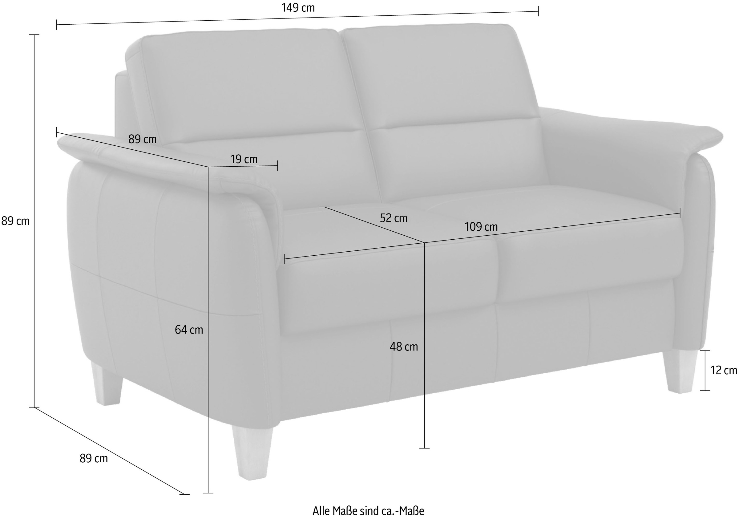 Home affaire 2-Sitzer »Palmera, B: 149 cm«, mit Federkern