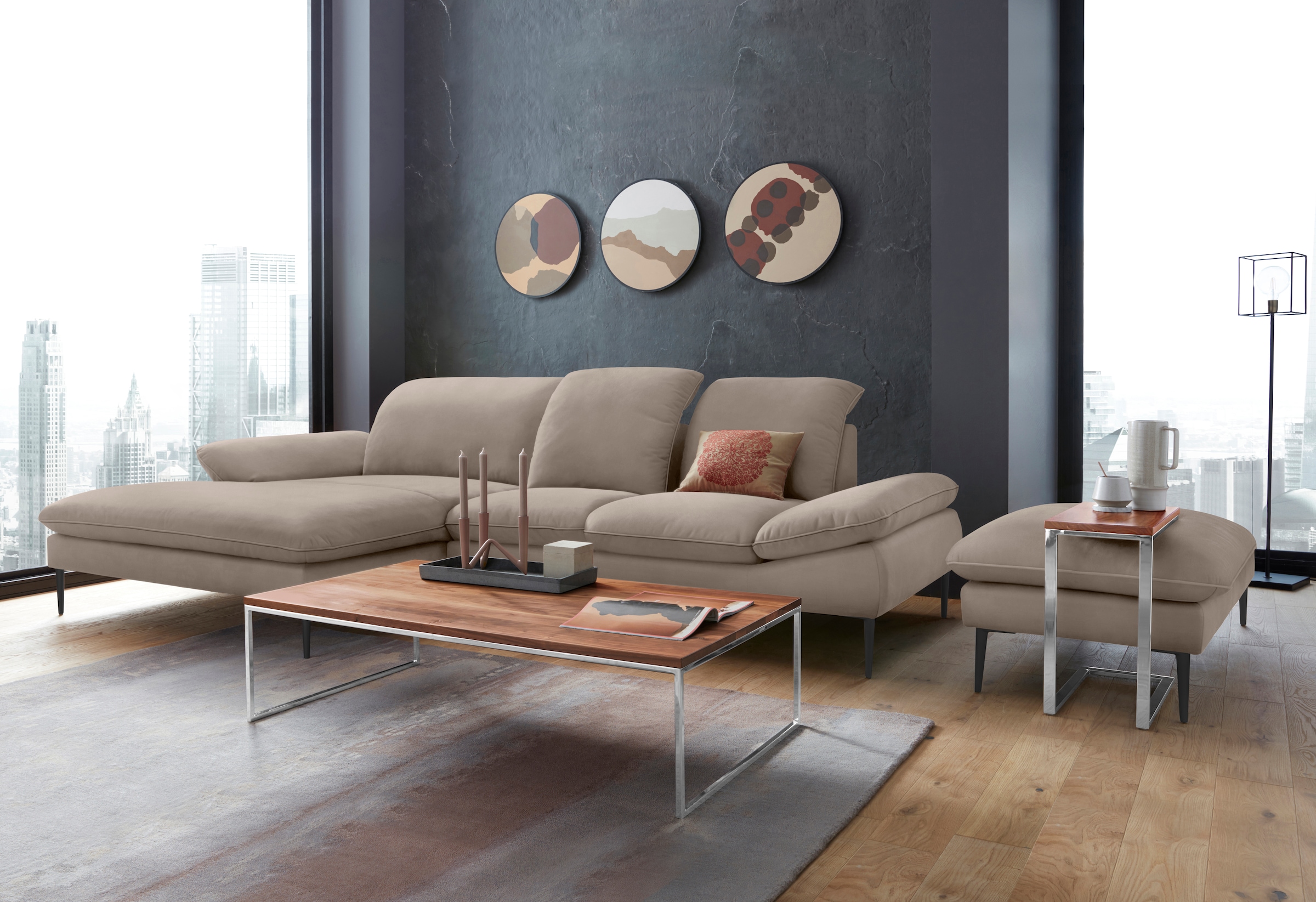 W.SCHILLIG Hocker »enjoy&MORE«, Füße schwarz pulverbeschichtet, Breite 106 cm