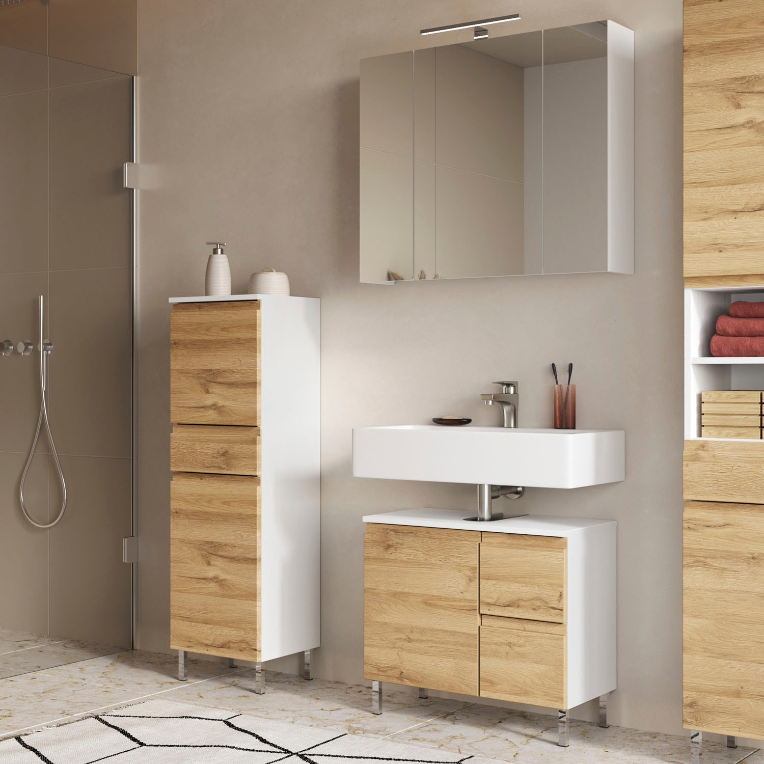 GERMANIA Badmöbel-Set »Torrance« 3 Stk. tlg. Waschbecken-Unterschrank, Spie günstig online kaufen