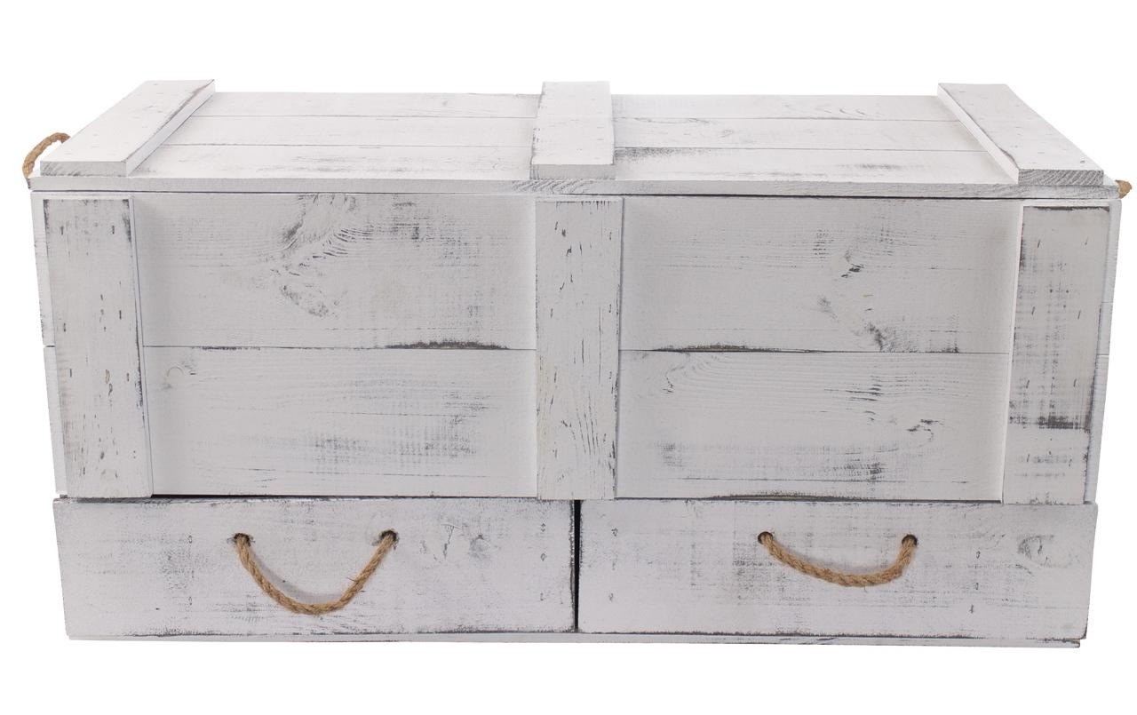 Holz Zollhaus Holzkiste »Vintage Shabby Weiss, 85 x 40 cm« Herkunftsland Ukraine, Holzart Kiefer
