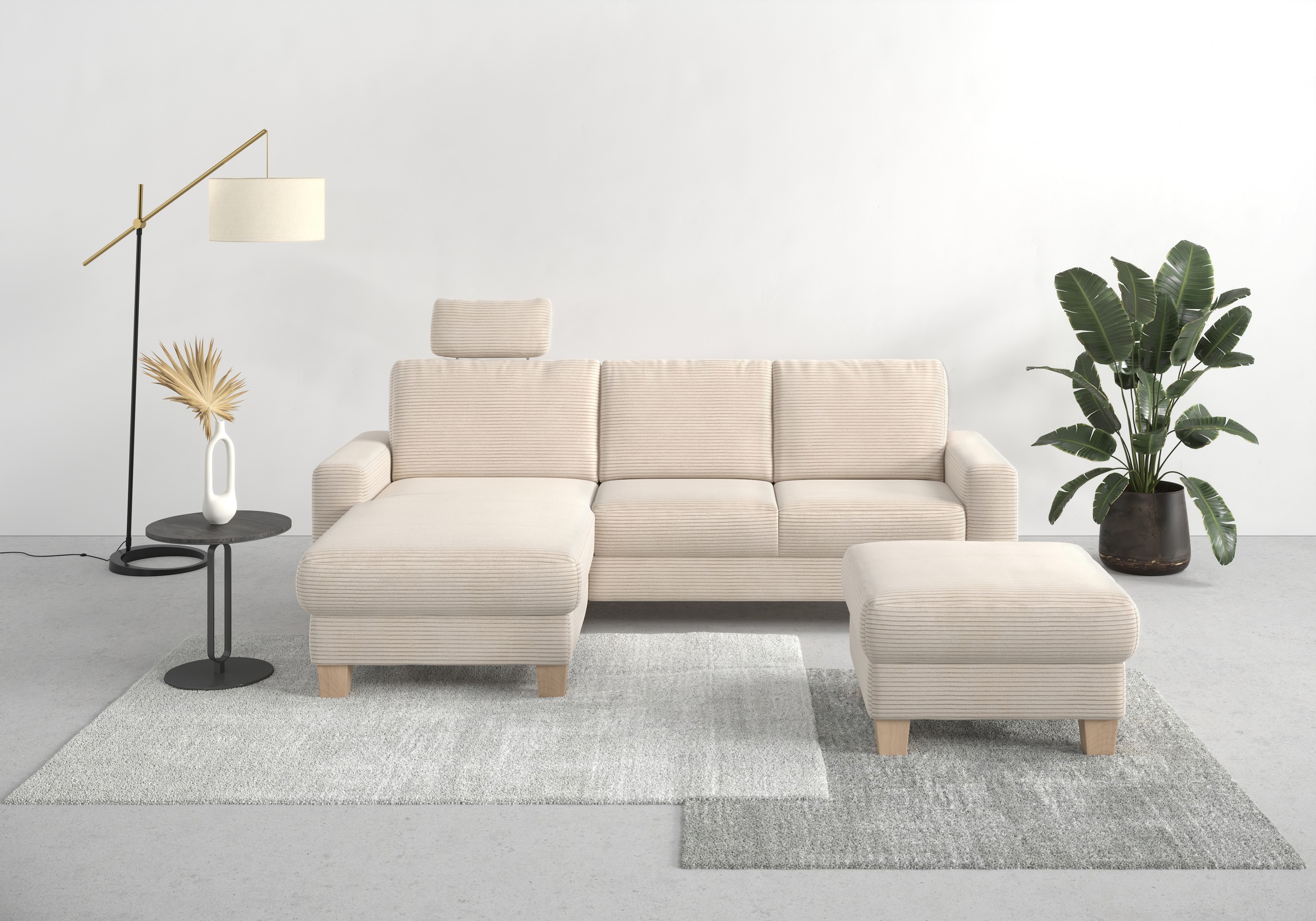 Home affaire Ecksofa »Summer L-Form«, mit Recamiere, mit oder ohne Bettfunktion und Bettkasten, Cord-Bezug