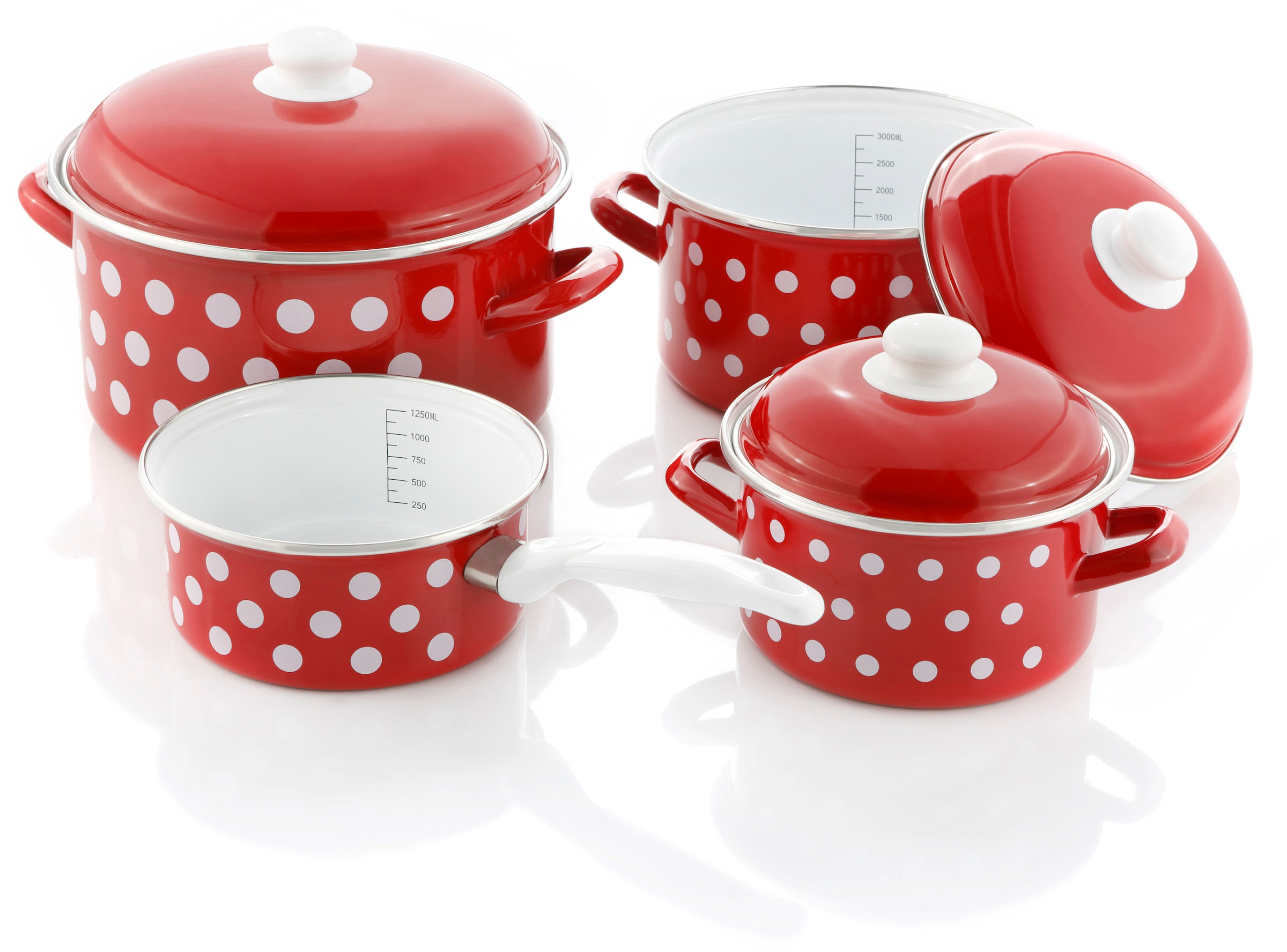 GSW Topf-Set Stahl-Emaille Set, je 1 Kochtopf Ø 16/20/24 cm, 1x Stielkasser günstig online kaufen