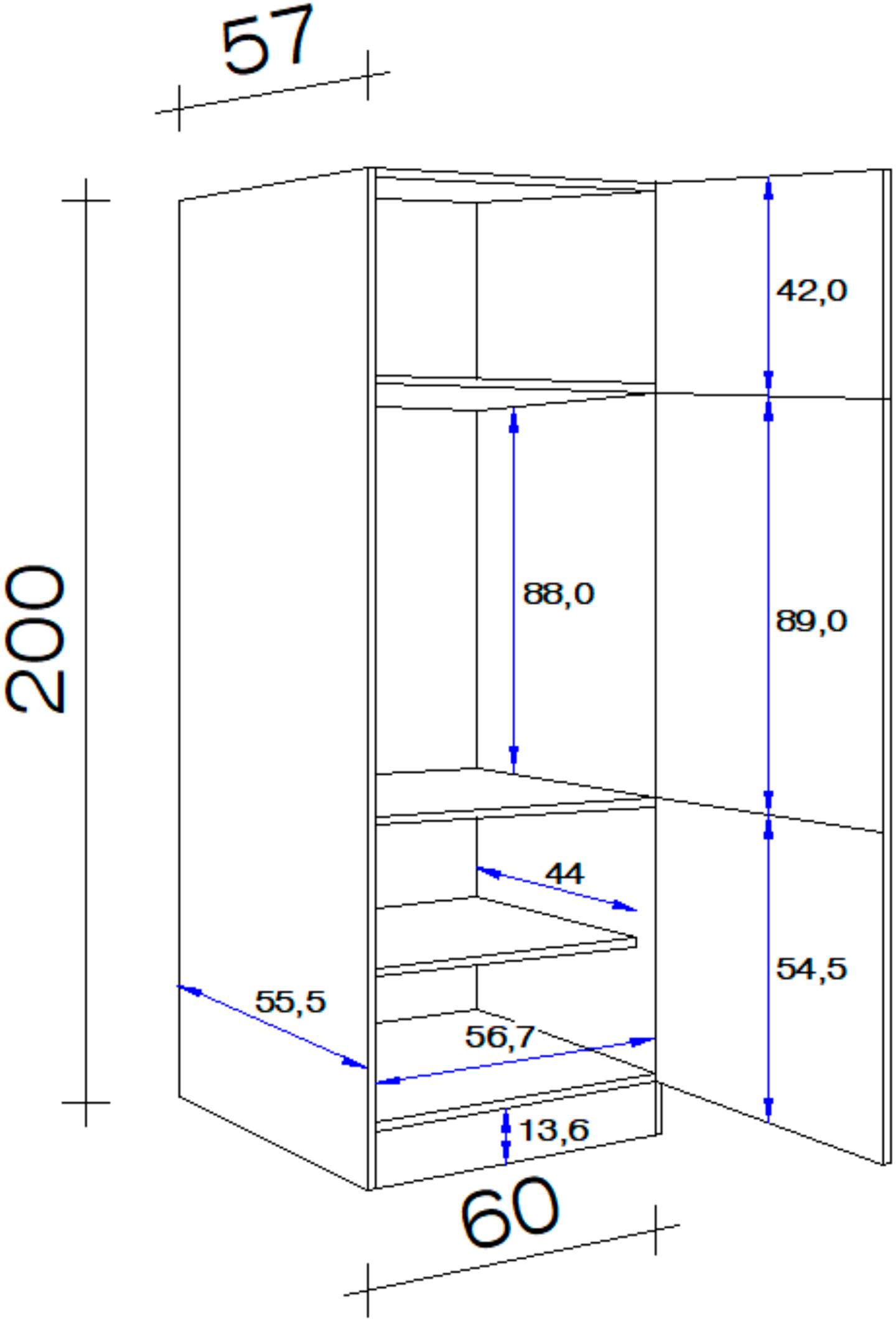Flex-Well Kühlumbauschrank »Wito«, (B x H x T) 60 x 200 x 57 cm