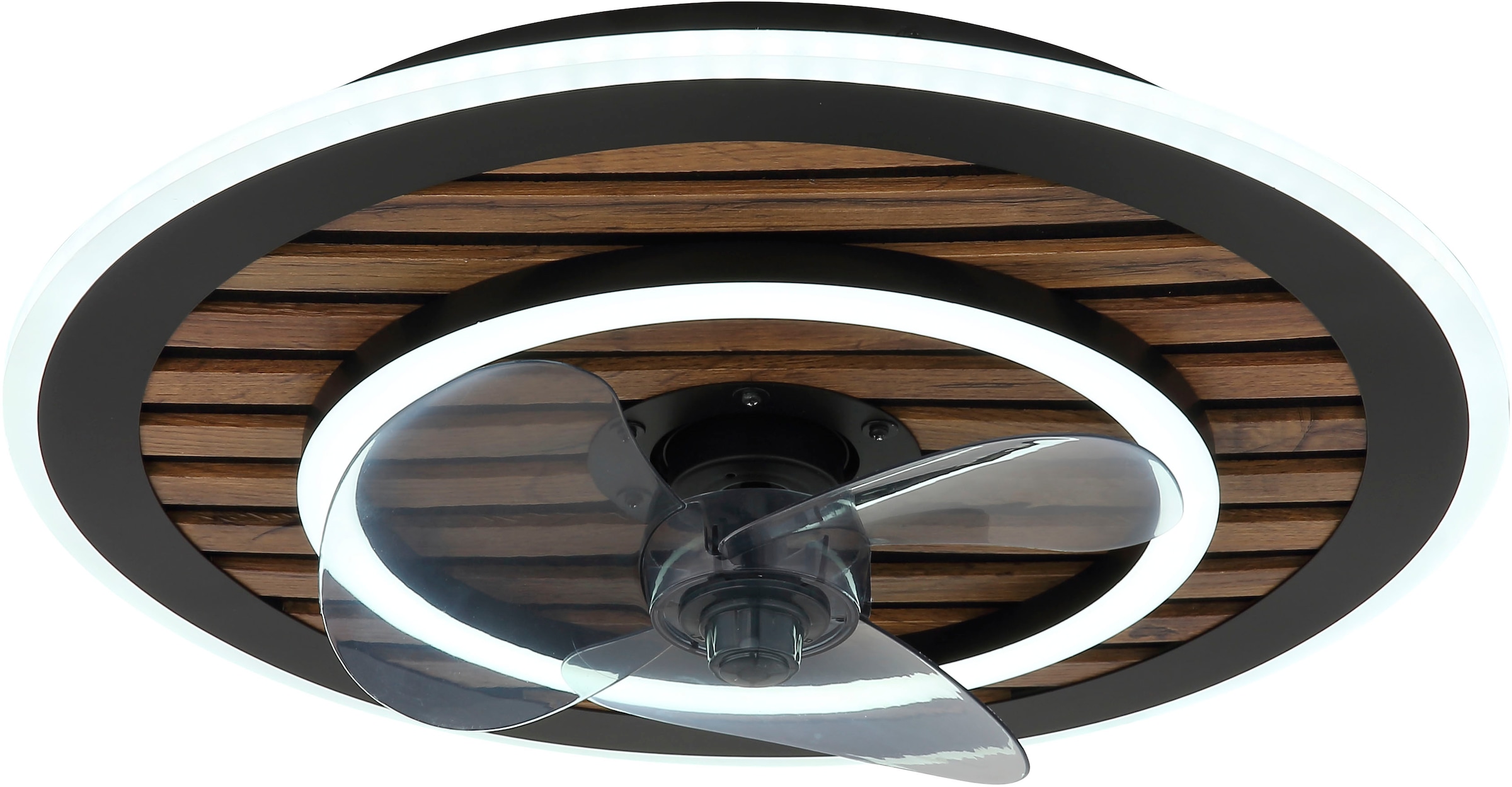 GLOBO LIGHTING Deckenleuchte »TREVINO« LED-Modul 1 Stk. warmweiß - kaltweiß Ventilator kühlen-heizen holzoptik rauchfarben CCT 2700-6000K elegant