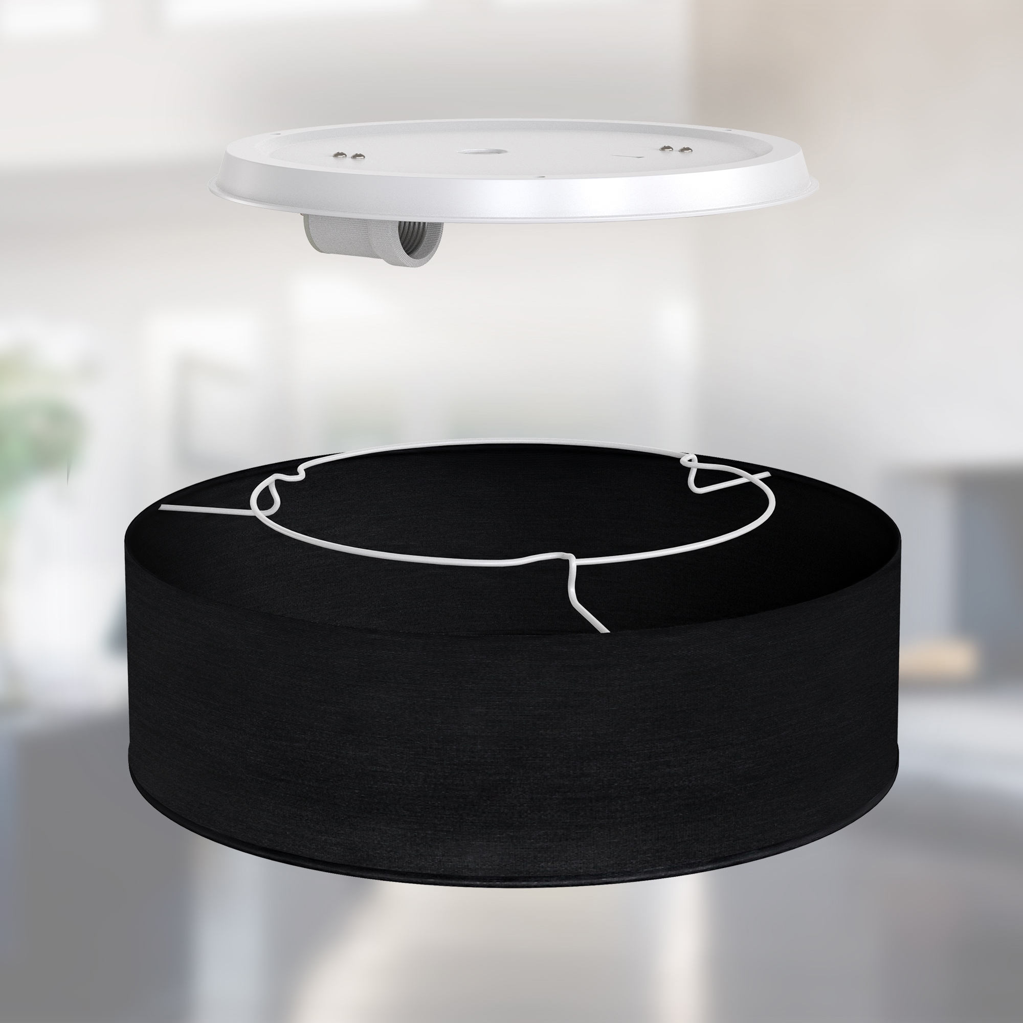 B.K.Licht LED Deckenleuchte, 1 flammig, Leuchtmittel E27 | ohne Leuchtmittel, Deckenlampe, Textil Lampenschirm, schwarz, Schlafzimmer, Wohnzimmer