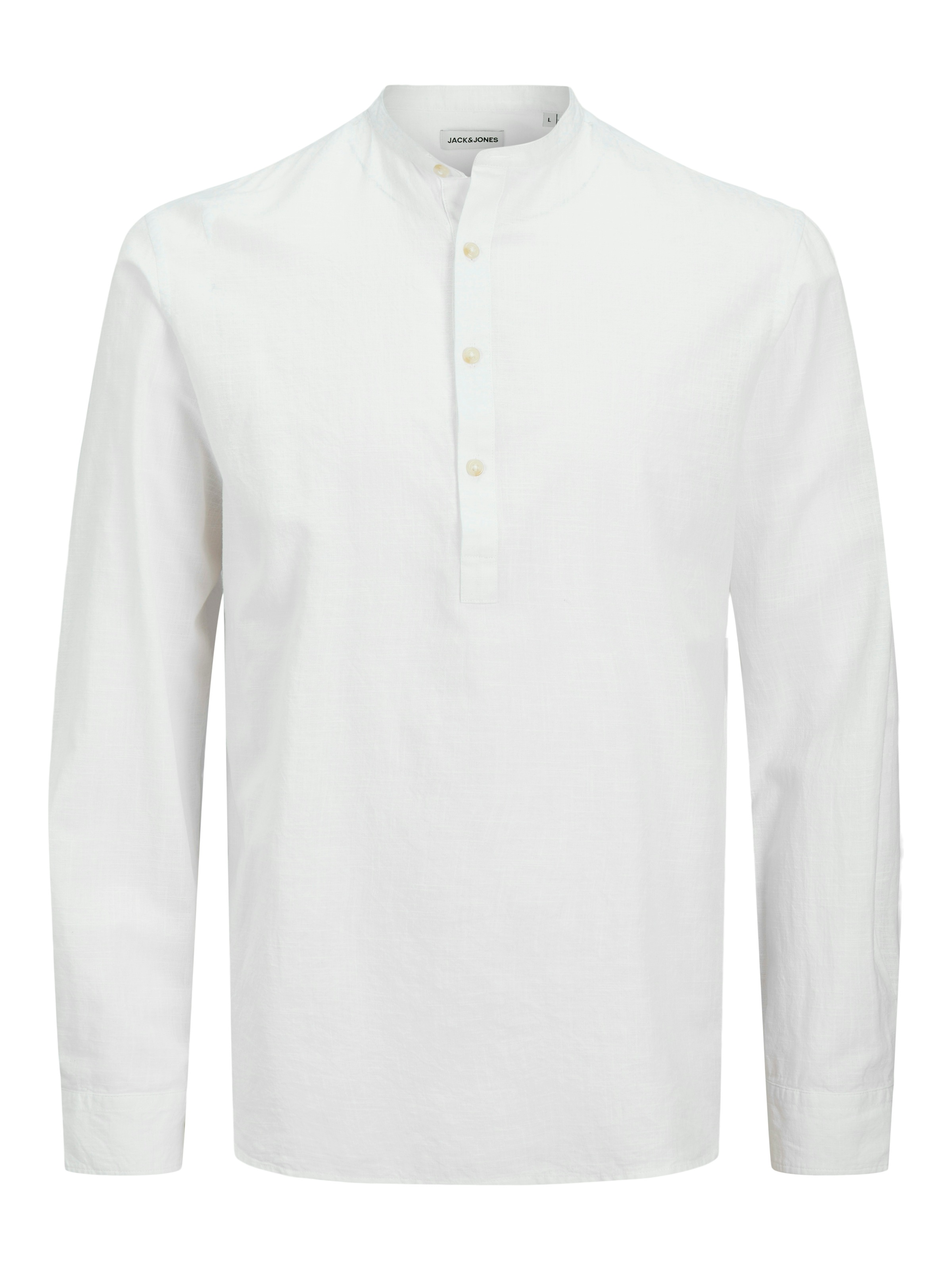 Jack & Jones Langarmhemd »JJESUMMER HALF PLACKET SHIRT LS SN«, mit Bandkragen