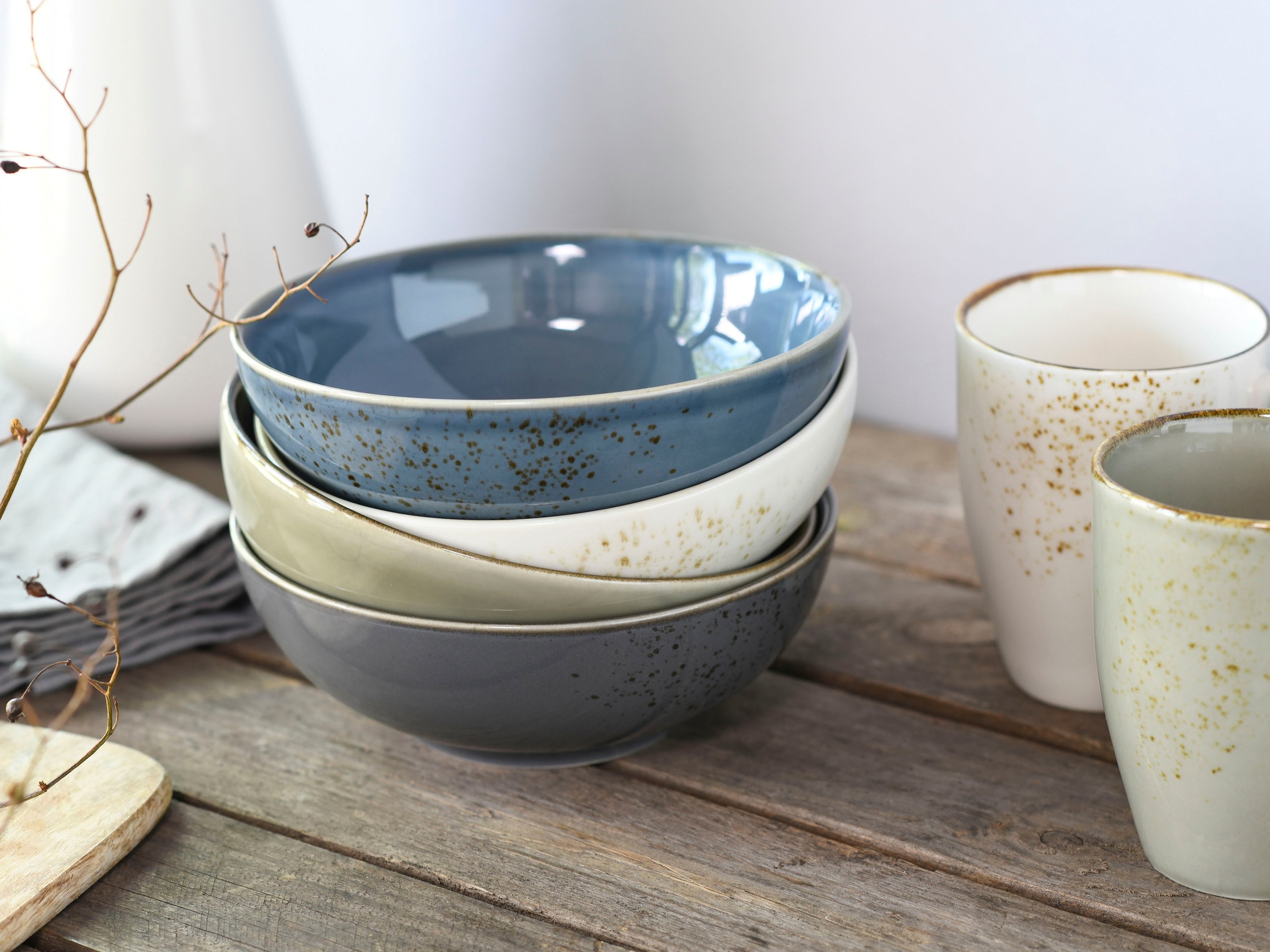 CreaTable Kombiservice »Geschirr-Set NATURE COLLECTION Nordic Style«, (Set, 16 tlg., Kaffeeservice und Tafelservice im Set, für 4 Personen), Service, handwerklicher Look, 16 Teile, für 4 Personen