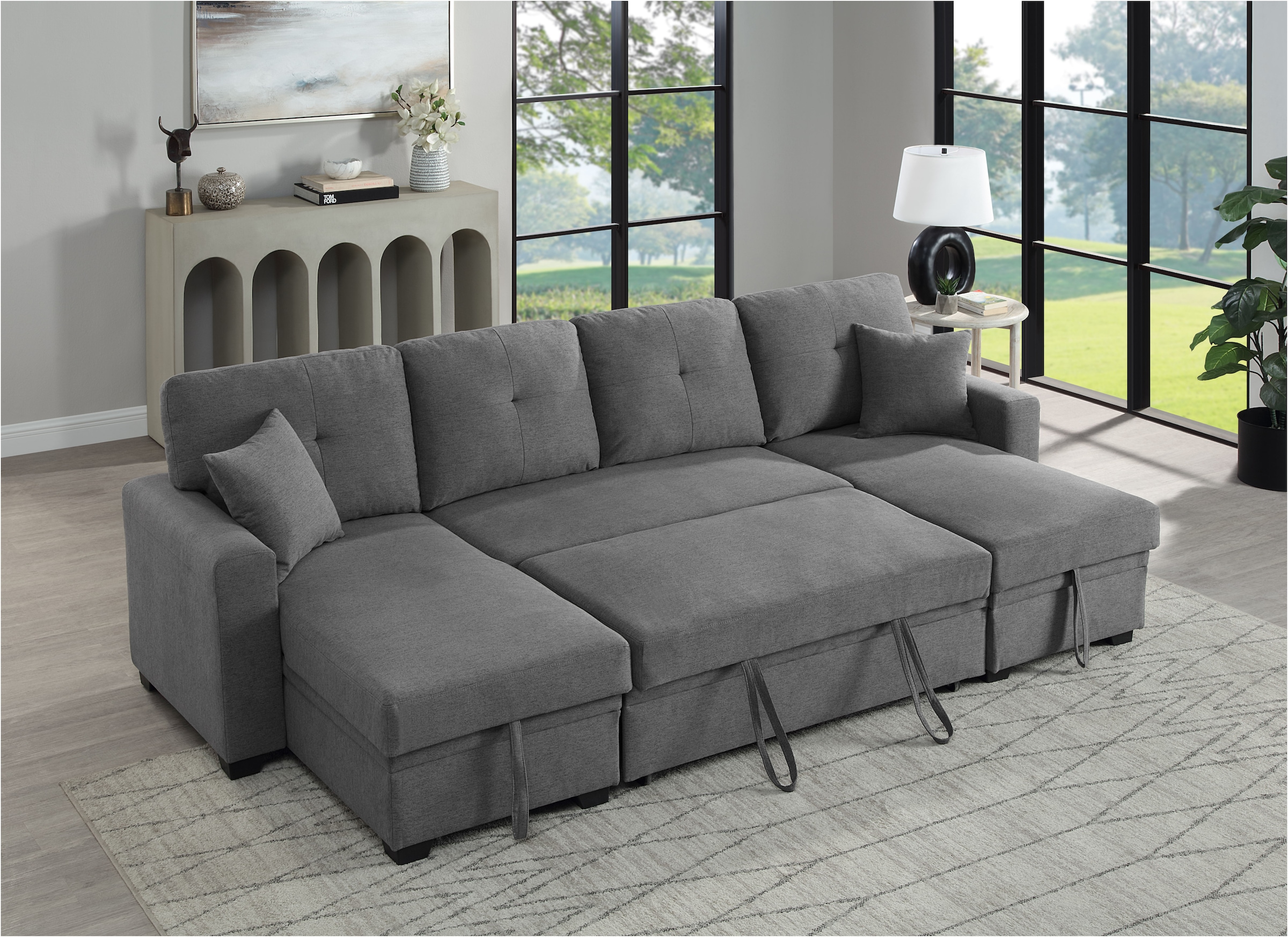 ATLANTIC home collection Wohnlandschaft »Gerrit U-Form«, Schlafsofa, mit 2 Bettkästen, Recamiere rechts oder links montierbar