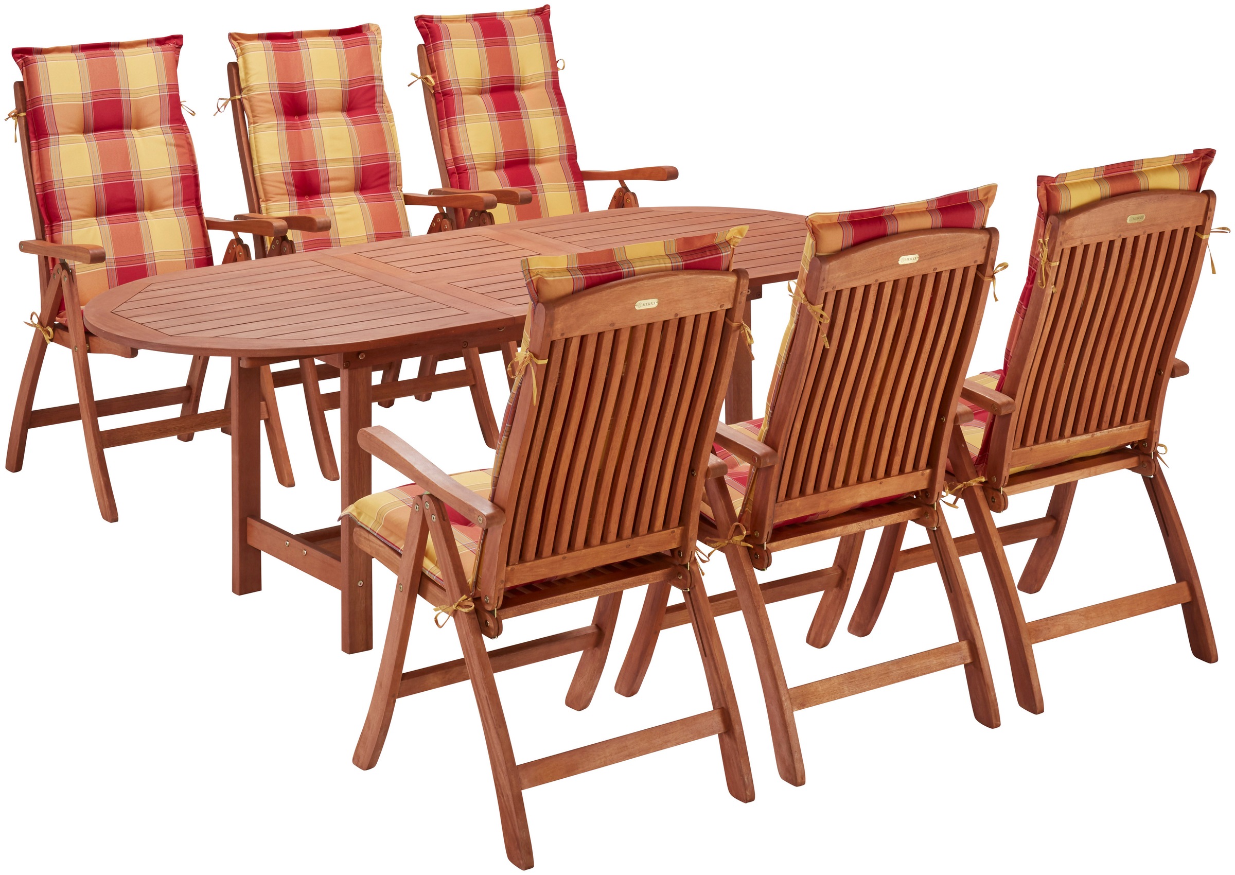 MERXX Garten-Essgruppe »Maracaibo« 6xKlappsessel, inkl. Auflagen, 1x Auszie günstig online kaufen