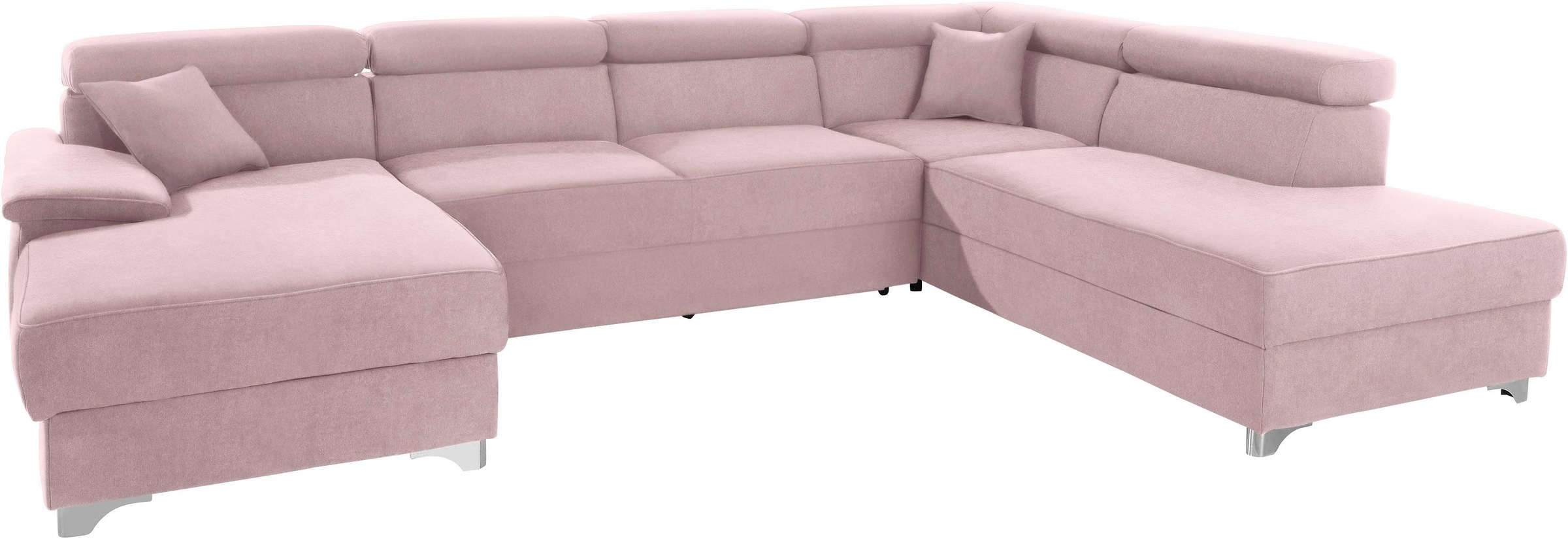 DOMO collection Wohnlandschaft »Mira, inklusive Kopfteilverstellung für mehr Wohlfühlkomfort, U-Form«, wahlweise mit Bettfunktion und Bettkasten, elegant und modern