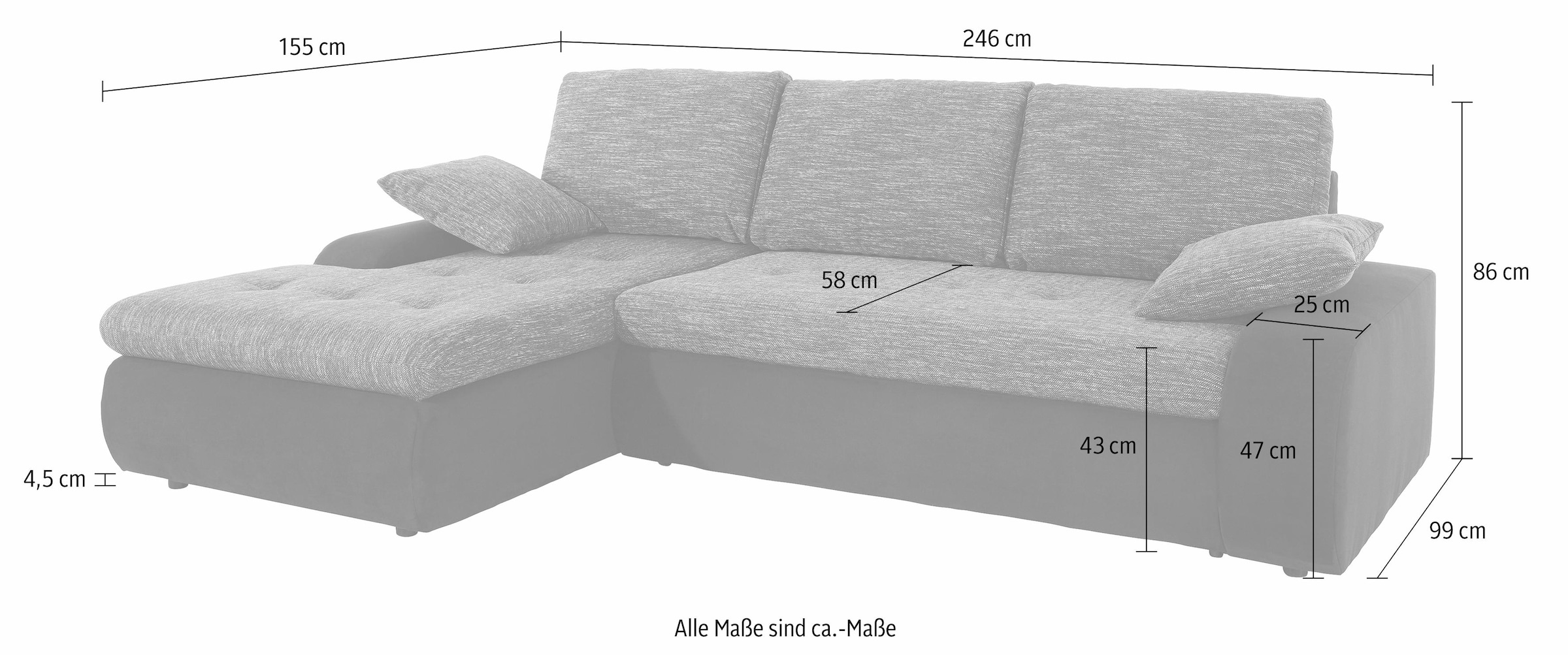 TRENDMANUFAKTUR Ecksofa »Indie, modern und bequem, Materialmix, OTTOs Choice, L-Form«, wahlweise XL oder XXL