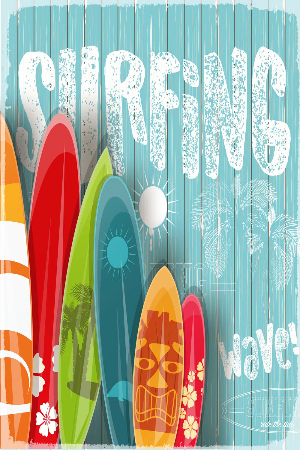 queence Metallbild »Surfing Waves«, (1 St.), Stahlschilder