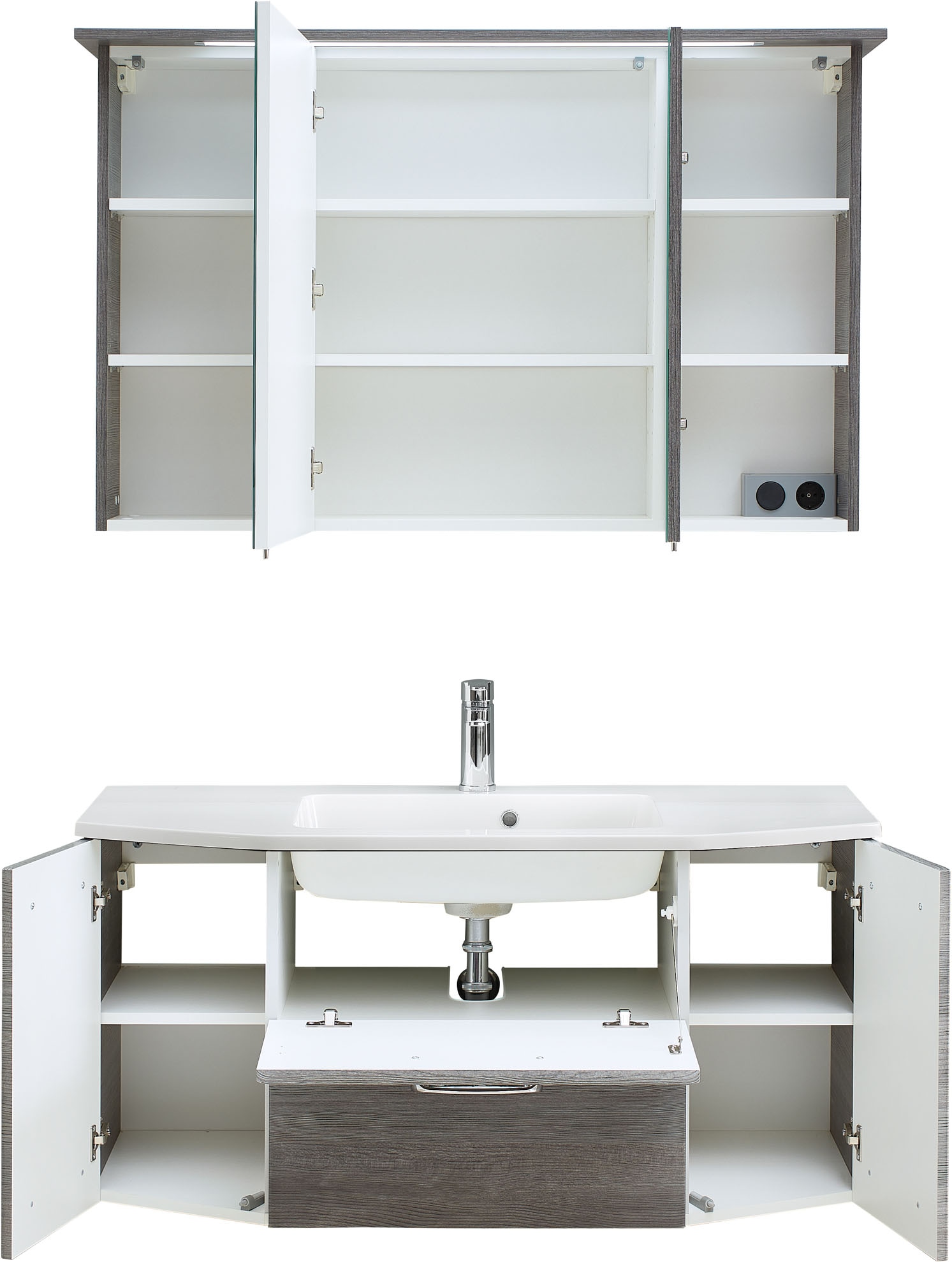 Saphir Badmöbel-Set »3-teilig, mit Spiegelschrank« Set, 3 Stk. tlg.