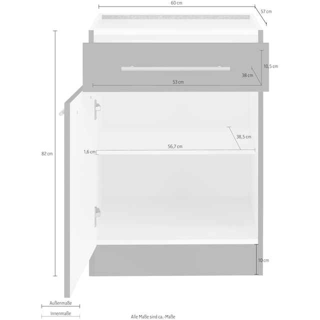 wiho Küchen Unterschrank »Unna«, 60 cm breit, ohne Arbeitsplatte online  kaufen