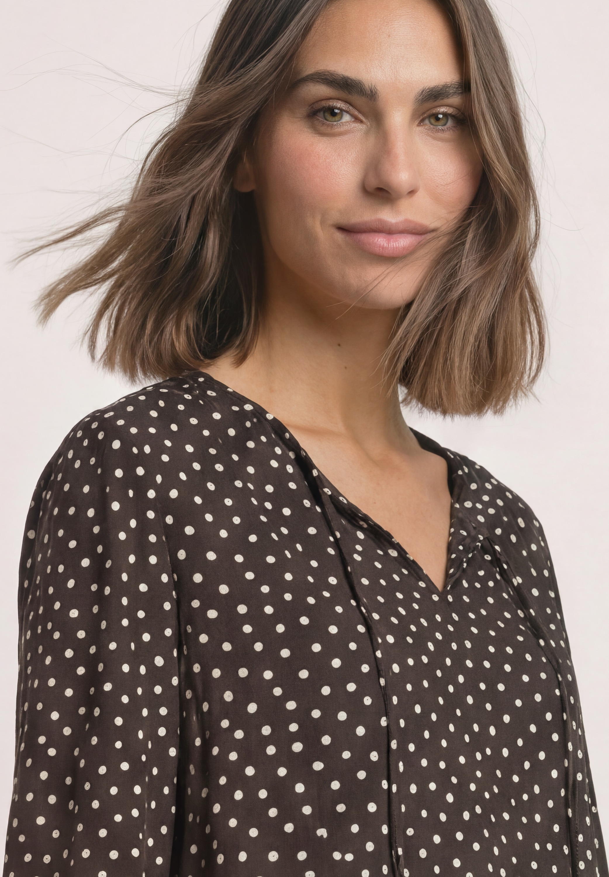 STREET ONE Druckbluse 3/4-Arm Tunika mit Split Neck / mit Punkten
