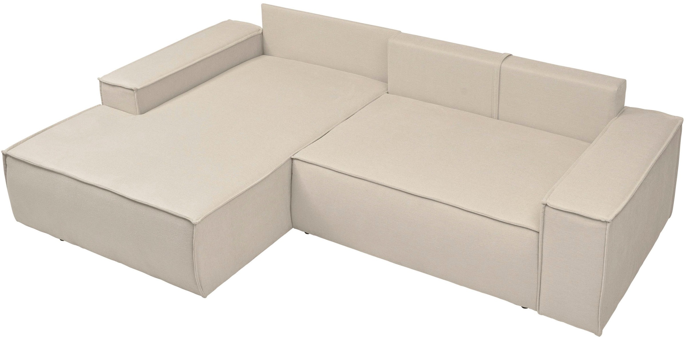 andas Ecksofa »Finnley Schlafsofa 267 cm in Bouclé, Struktur fein u. Cord, L-Form,«, Schlaffunktion m. Bettkasten (136/210 cm), Bouclé, Struktur und Cord